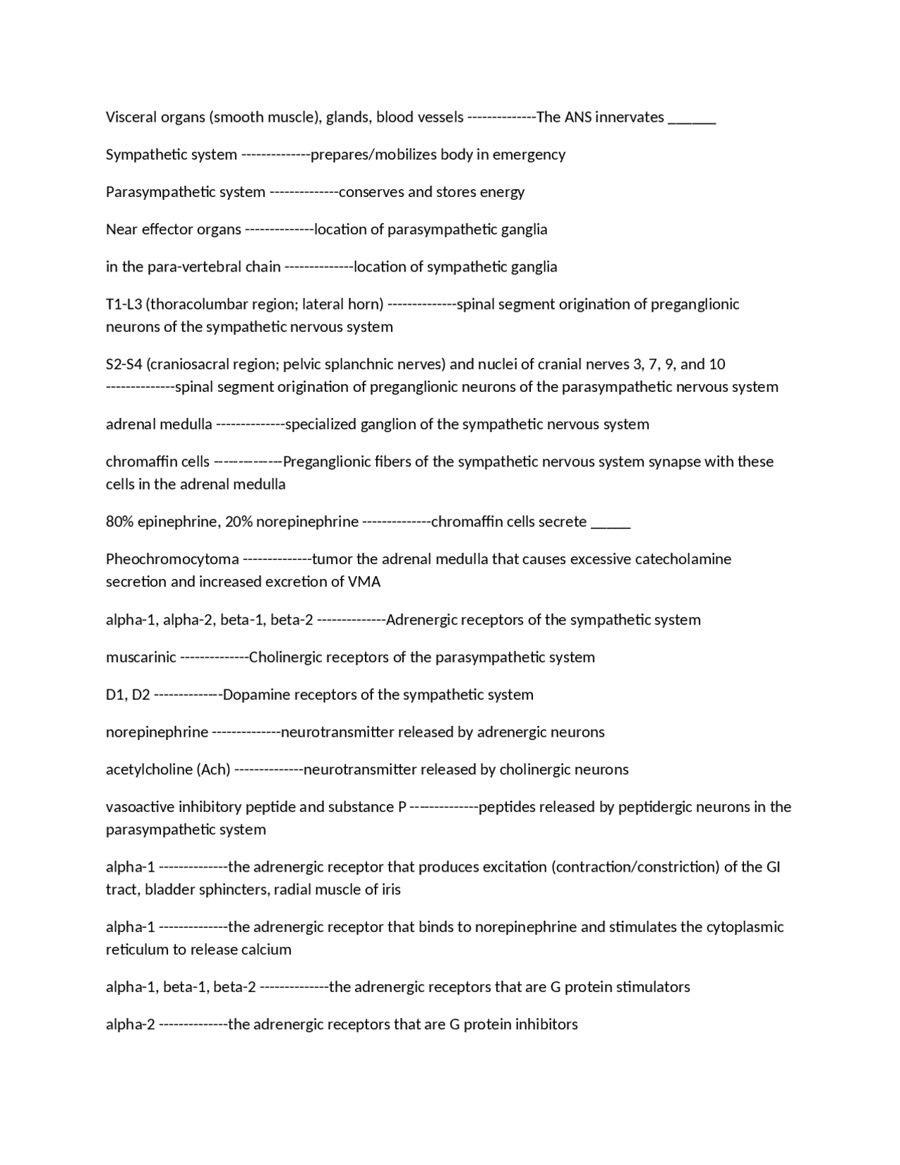 Notes on Flashcards for Human Physiology | PCB 3703C - Docsity
