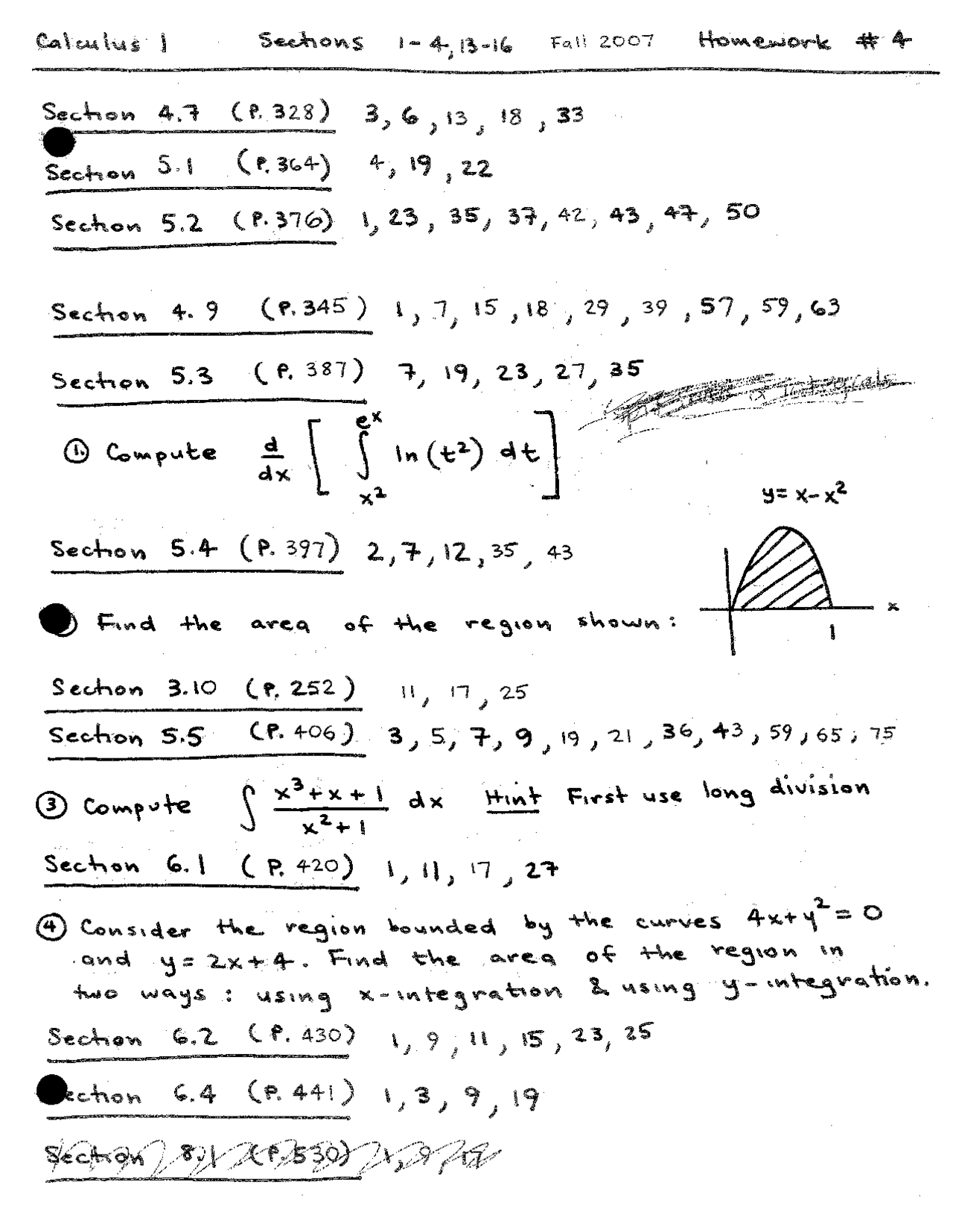 Calculus Homework Tips Homework 4 Questions with Solutions - Calculus I | MATH 1010 - Docsity