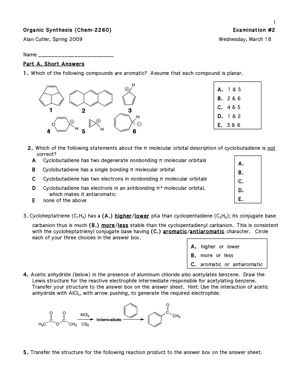17 Questions in Organic Chemistry II - Exam 2 | CHEM 2260 - Docsity