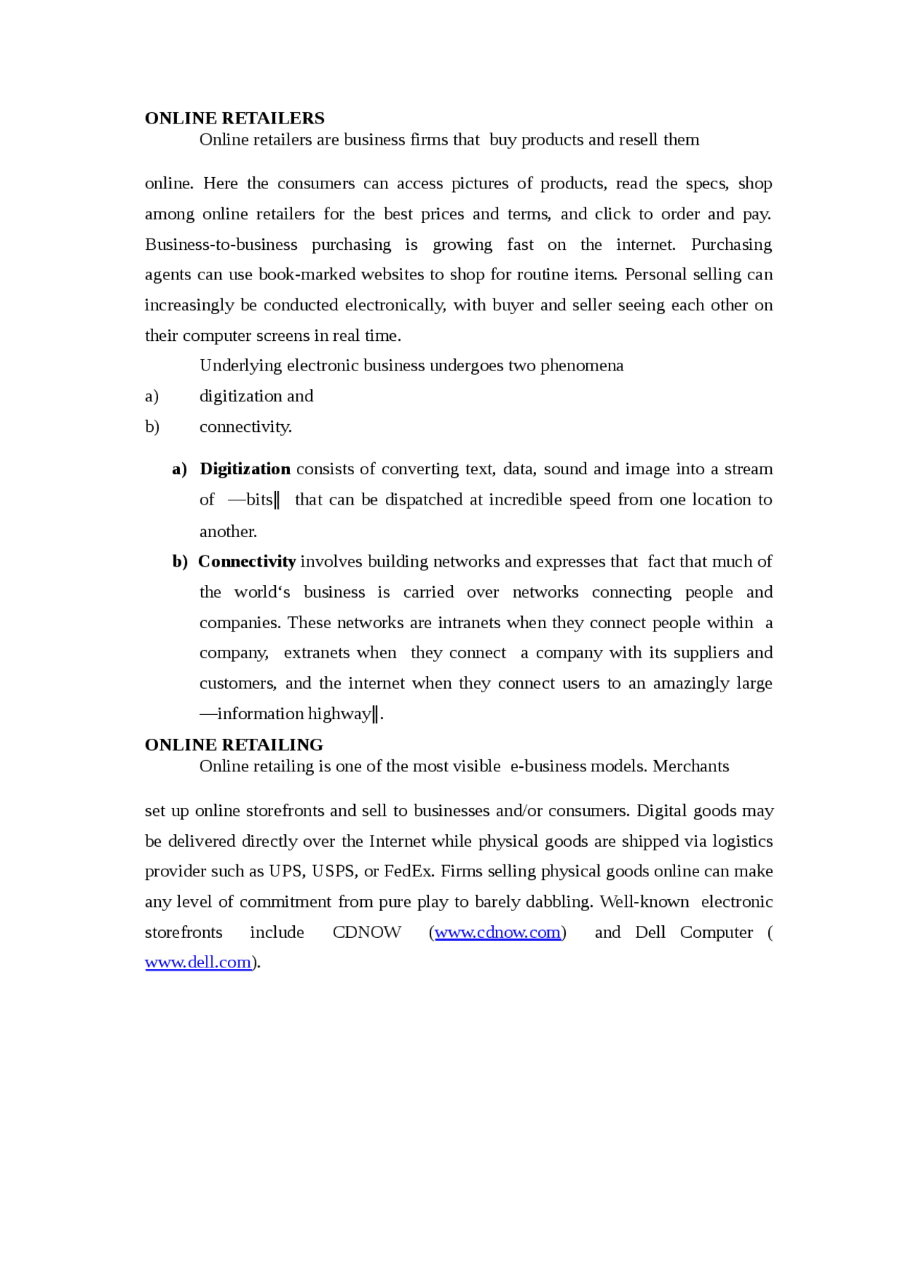 Logistics Management - E-Commerce - Part 2 - Notes - Business ...