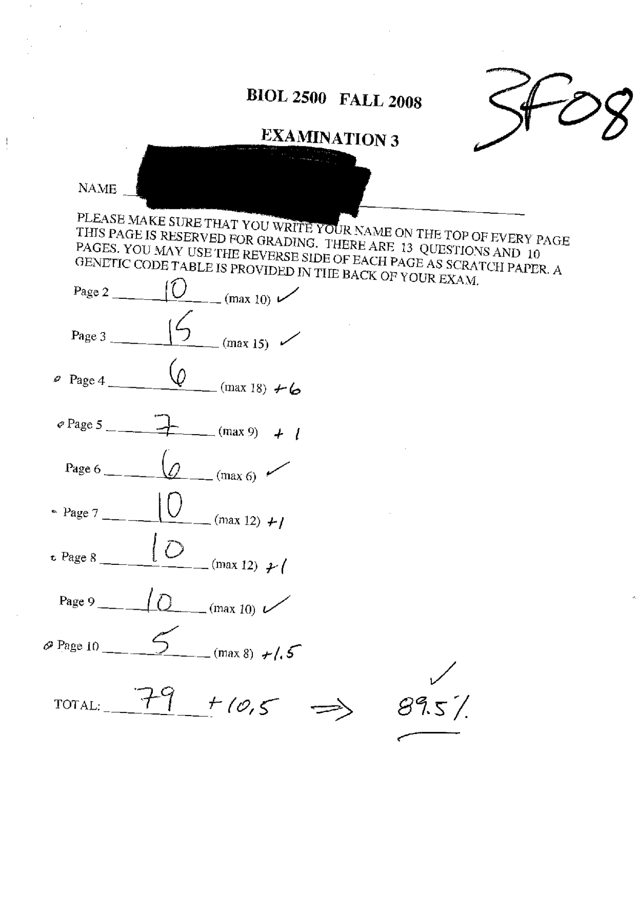 Genetics and Evolution - Exam 3 with Solution | BIOL 2500 - Docsity