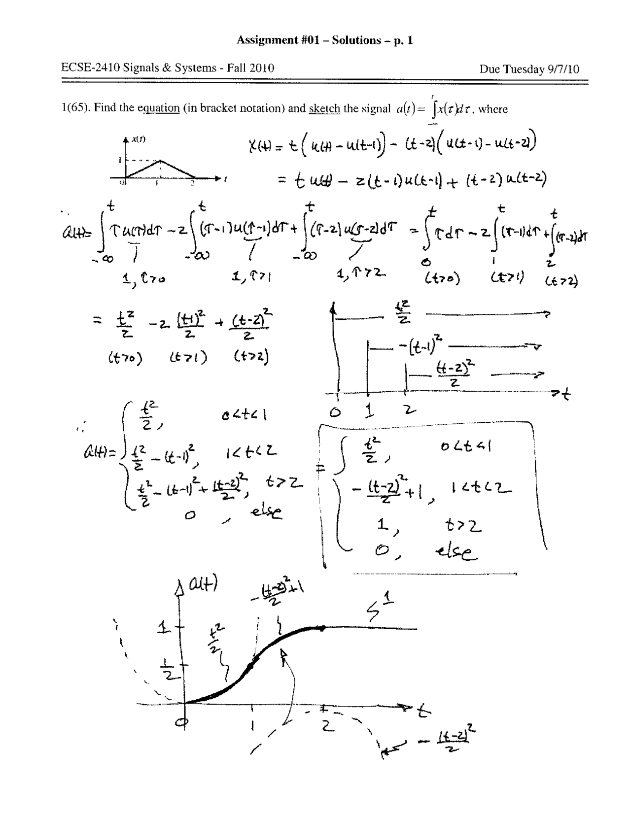 Solved Assignment Questions - Signals and Systems | ECSE 2410 ...