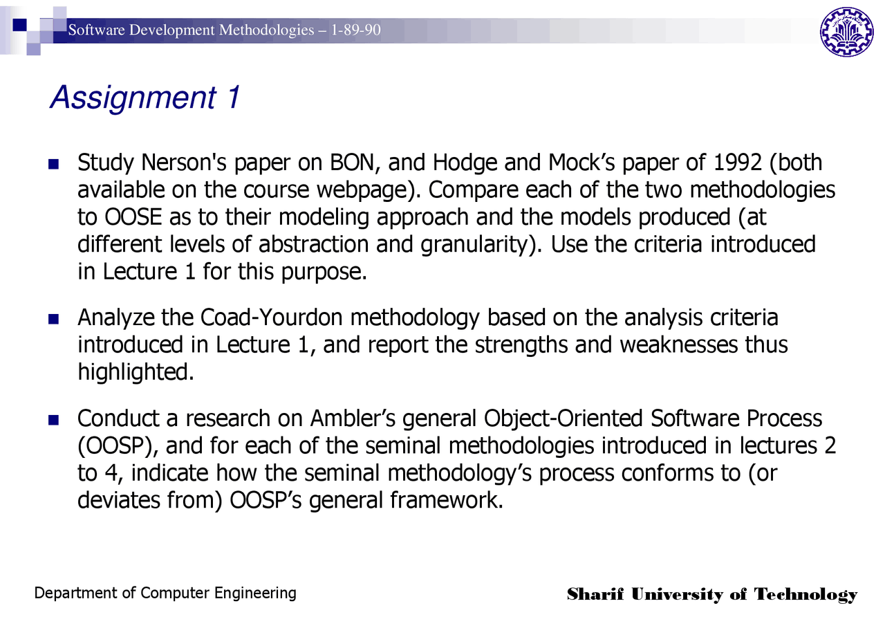 Software Methodology Paper Example Nerson's Paper-Software Development Methodologies-Assignment 03 ...