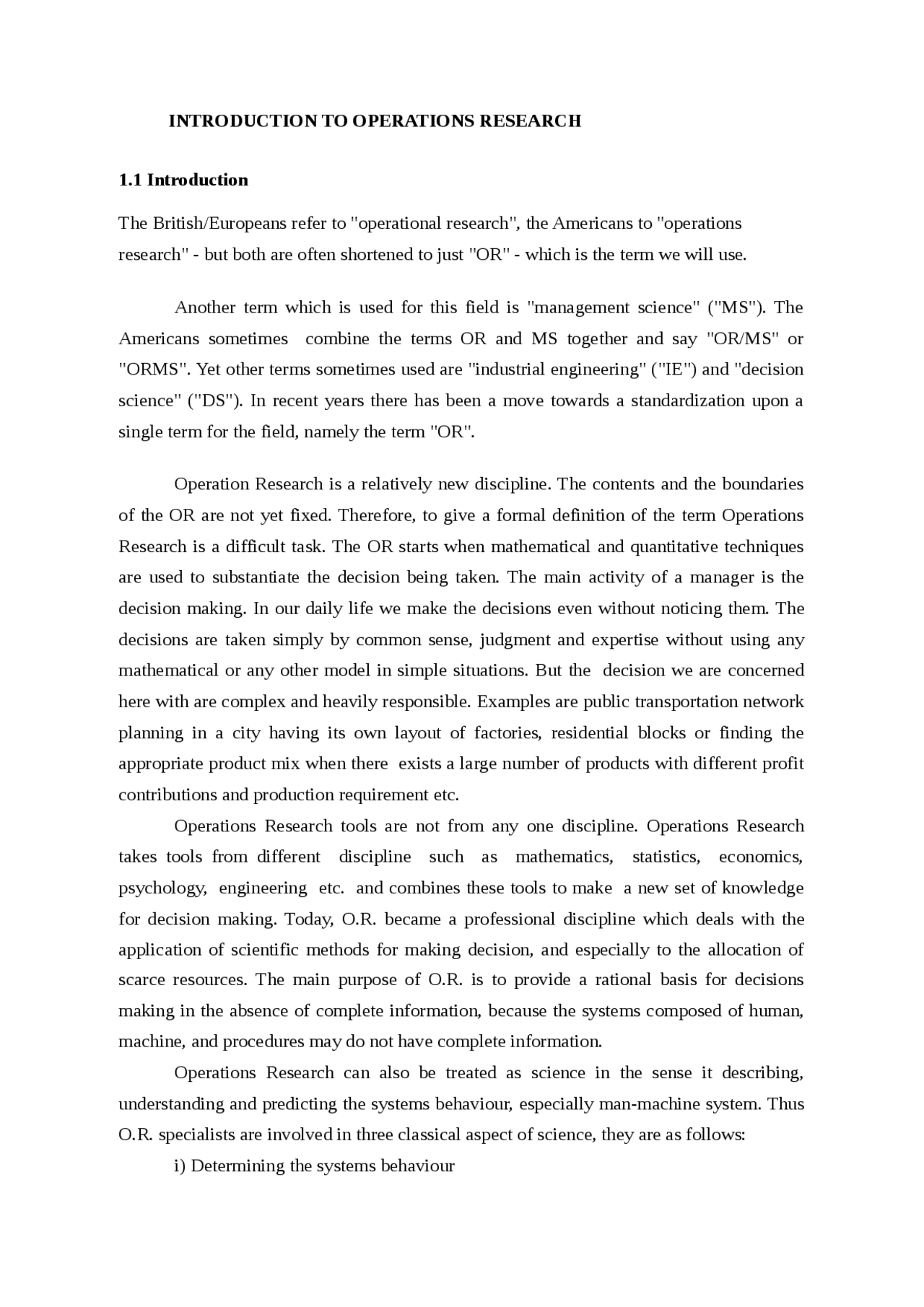 Operations Research - INTRODUCTION TO OPERATIONS RESEARCH - Notes ...