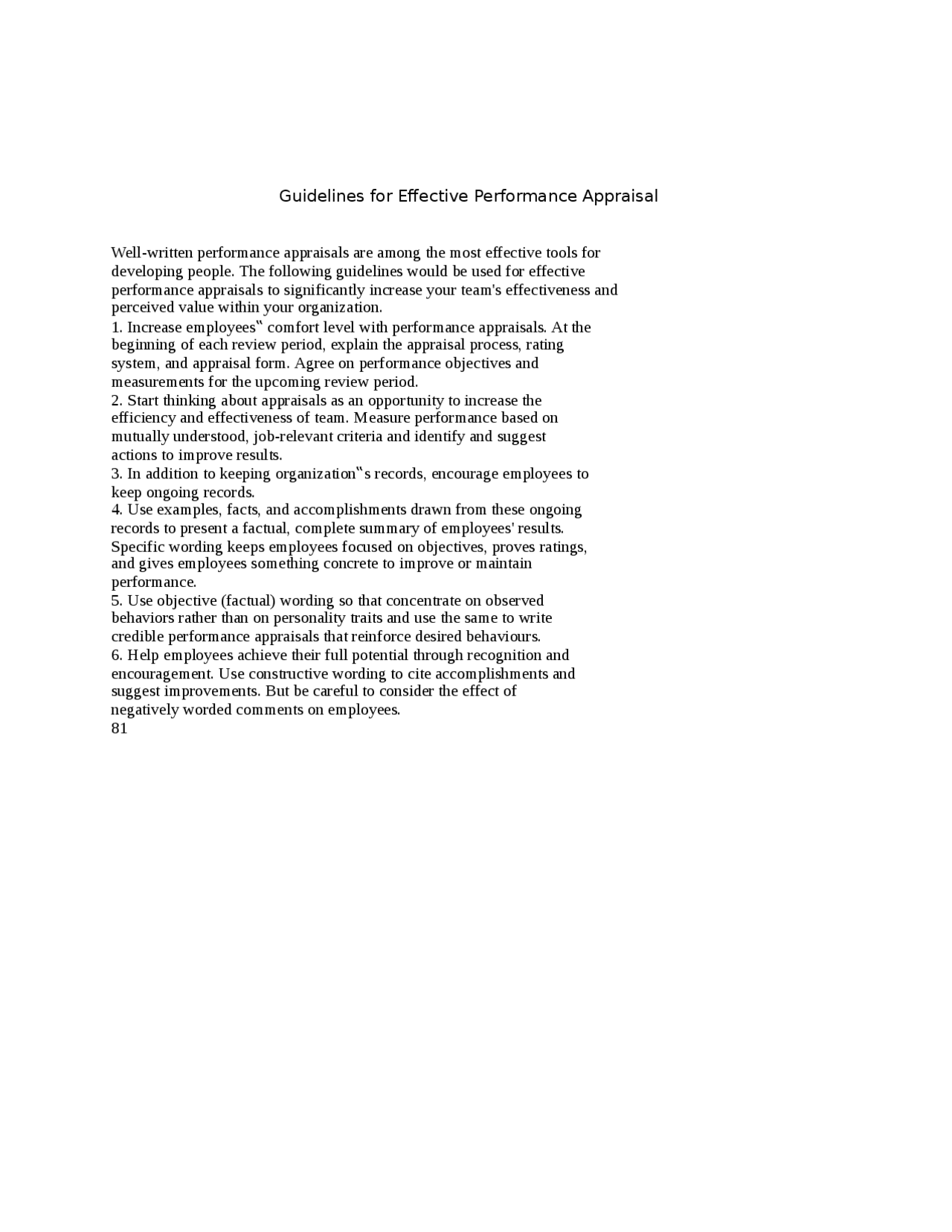 Guidelines for Effective Performance Appraisal | Study notes Business  Administration | Docsity