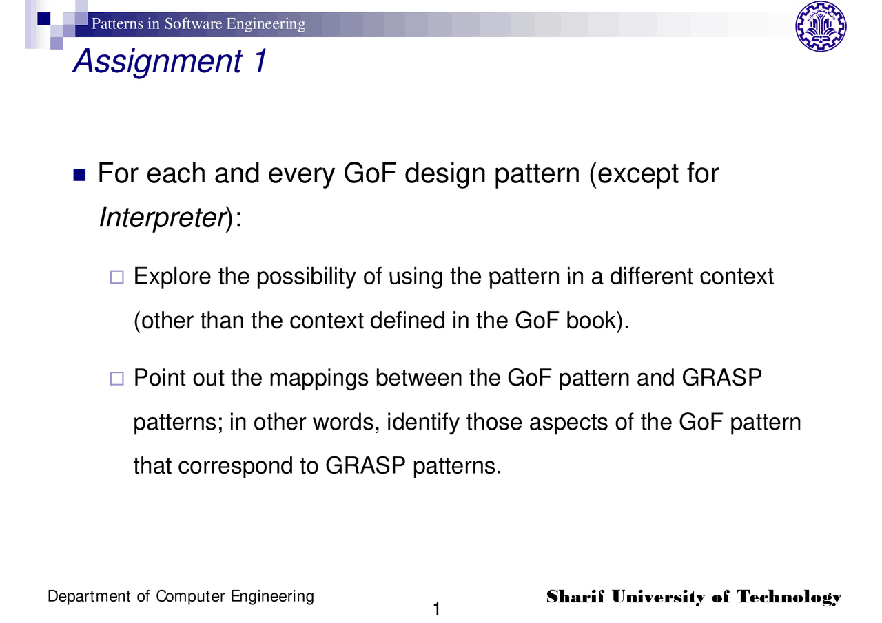 Java Design Pattern Used For Rest Api Gof Gof Design Pattern-Patterns in Software Engineering-Assignment 1 ...