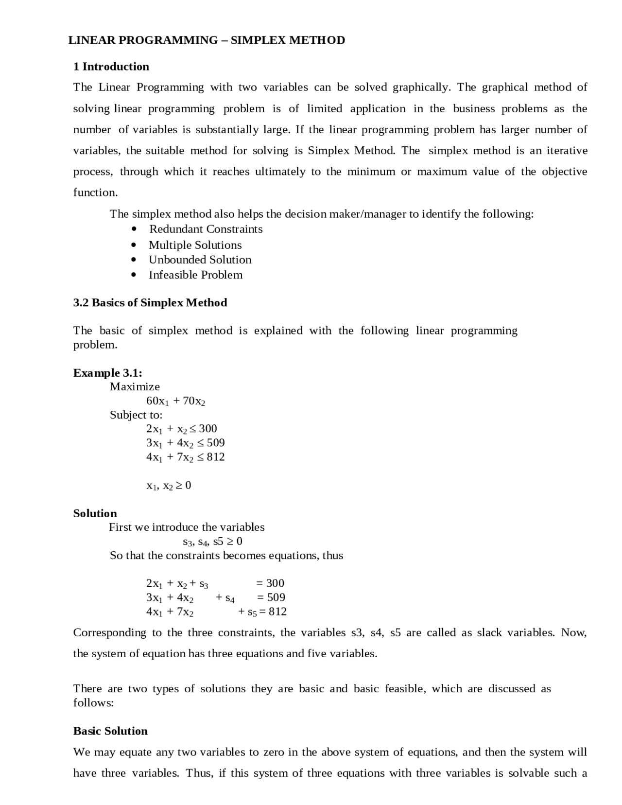 Operations Research - LINEAR PROGRAMMING – SIMPLEX METHOD - Excercise ...
