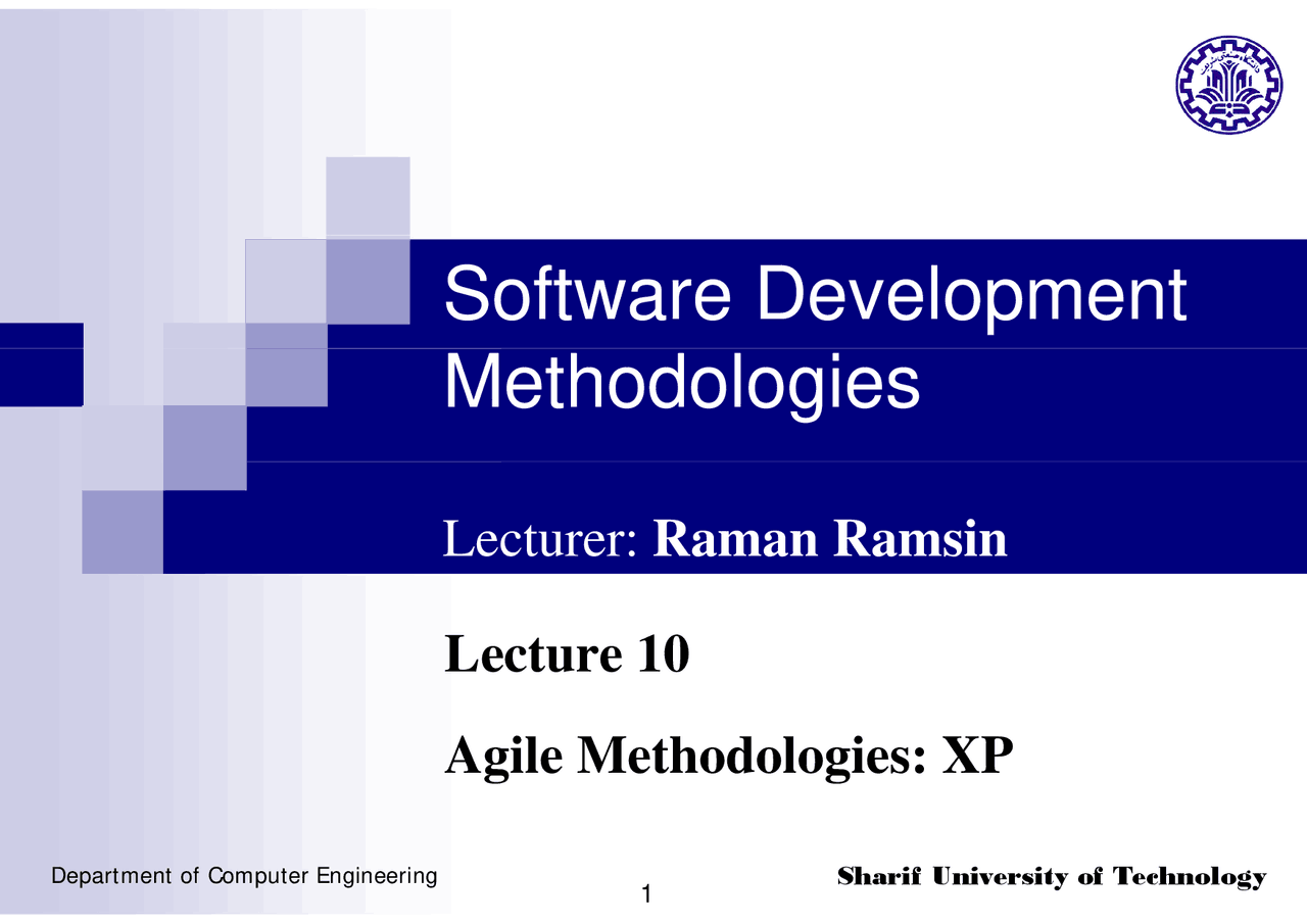 Agile Methodologies XPSoftware Development Methodologies Slides