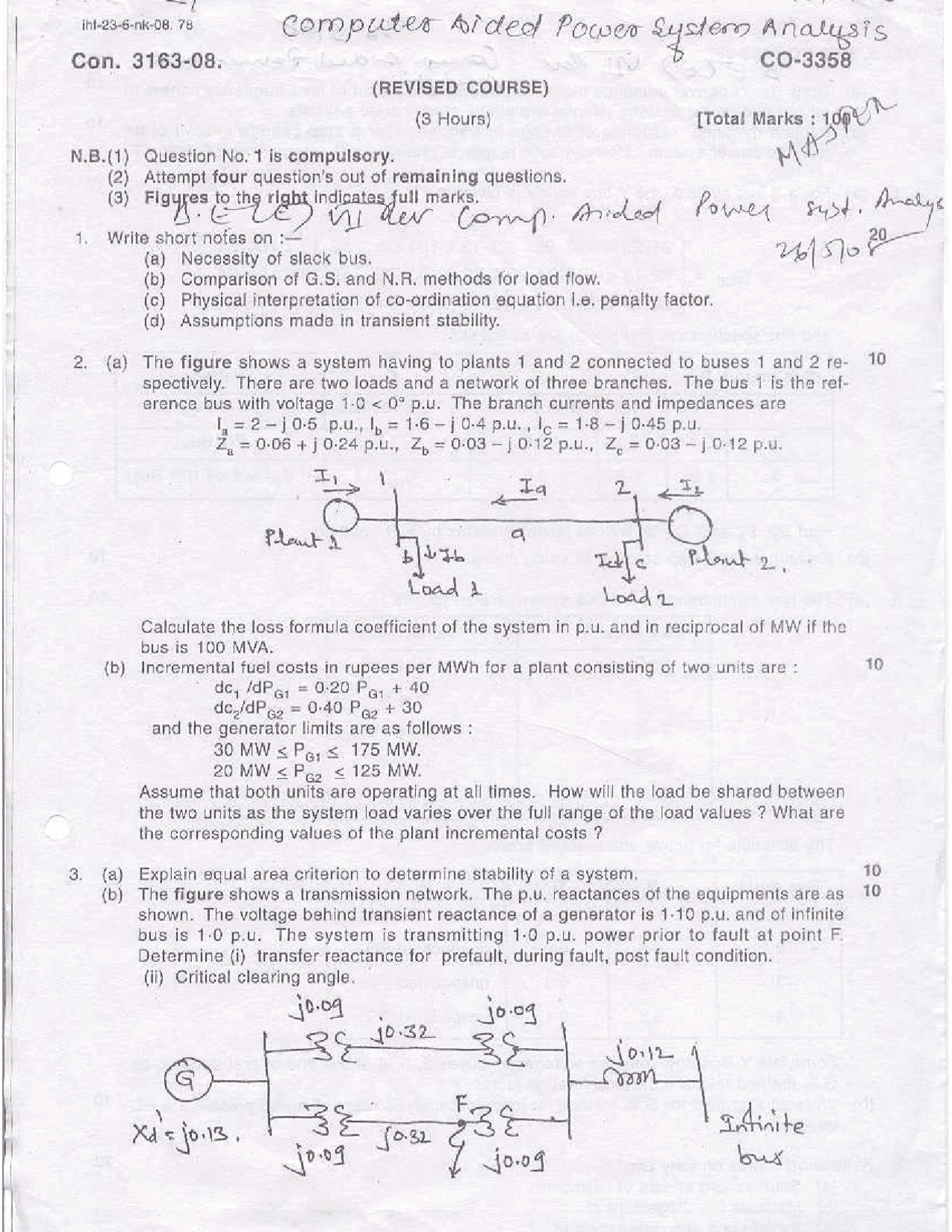 Computer Aided Power System - Exam Paper 2008- Electrical Engineering ...