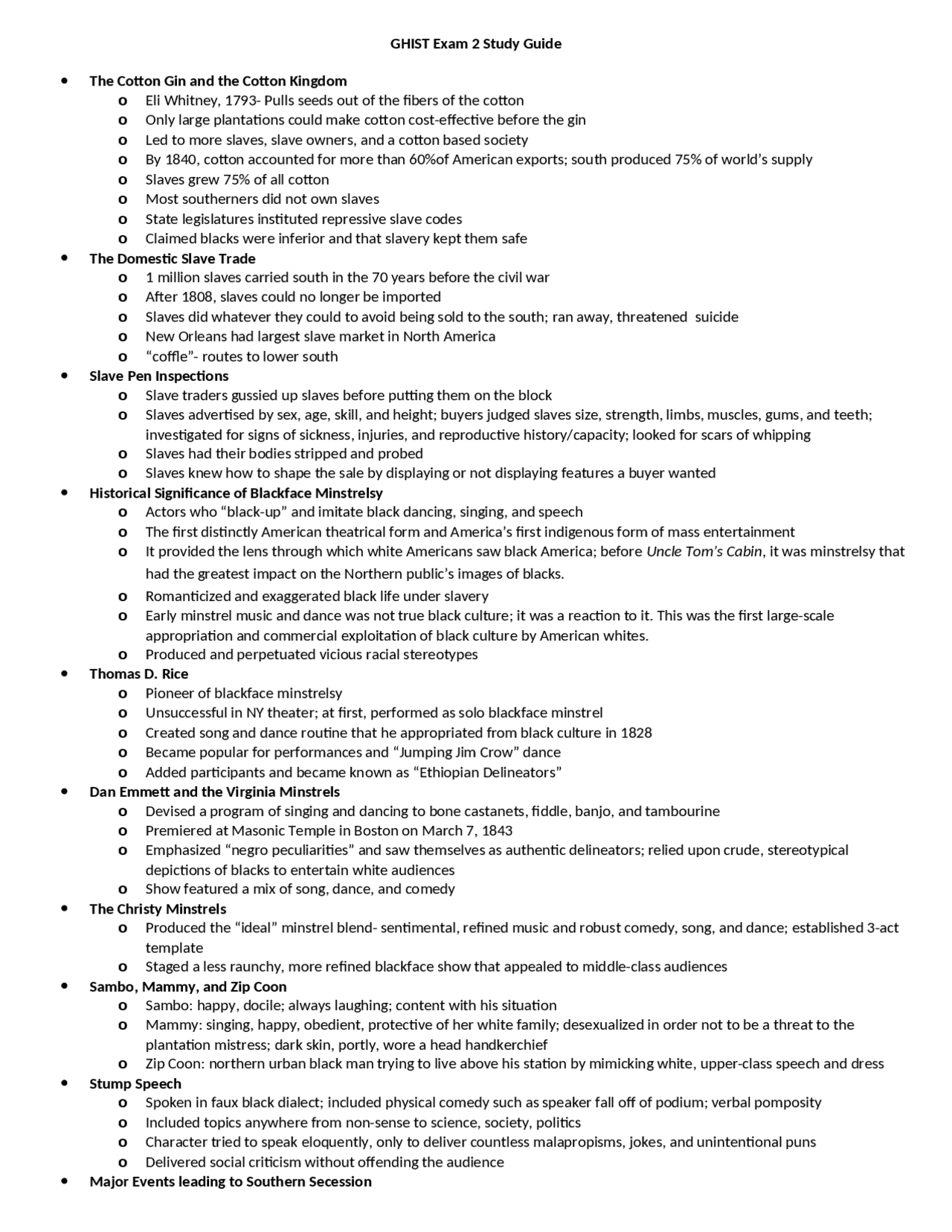 Exam 2 Study Guide for United State History | GHIST 225 - Docsity