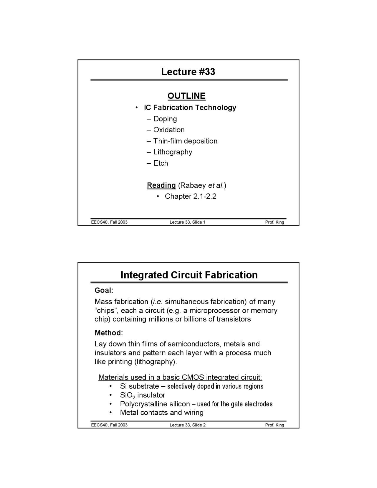 IC Fabrication-Introduction to Microelectronic Circuits-Lecture 33 ...