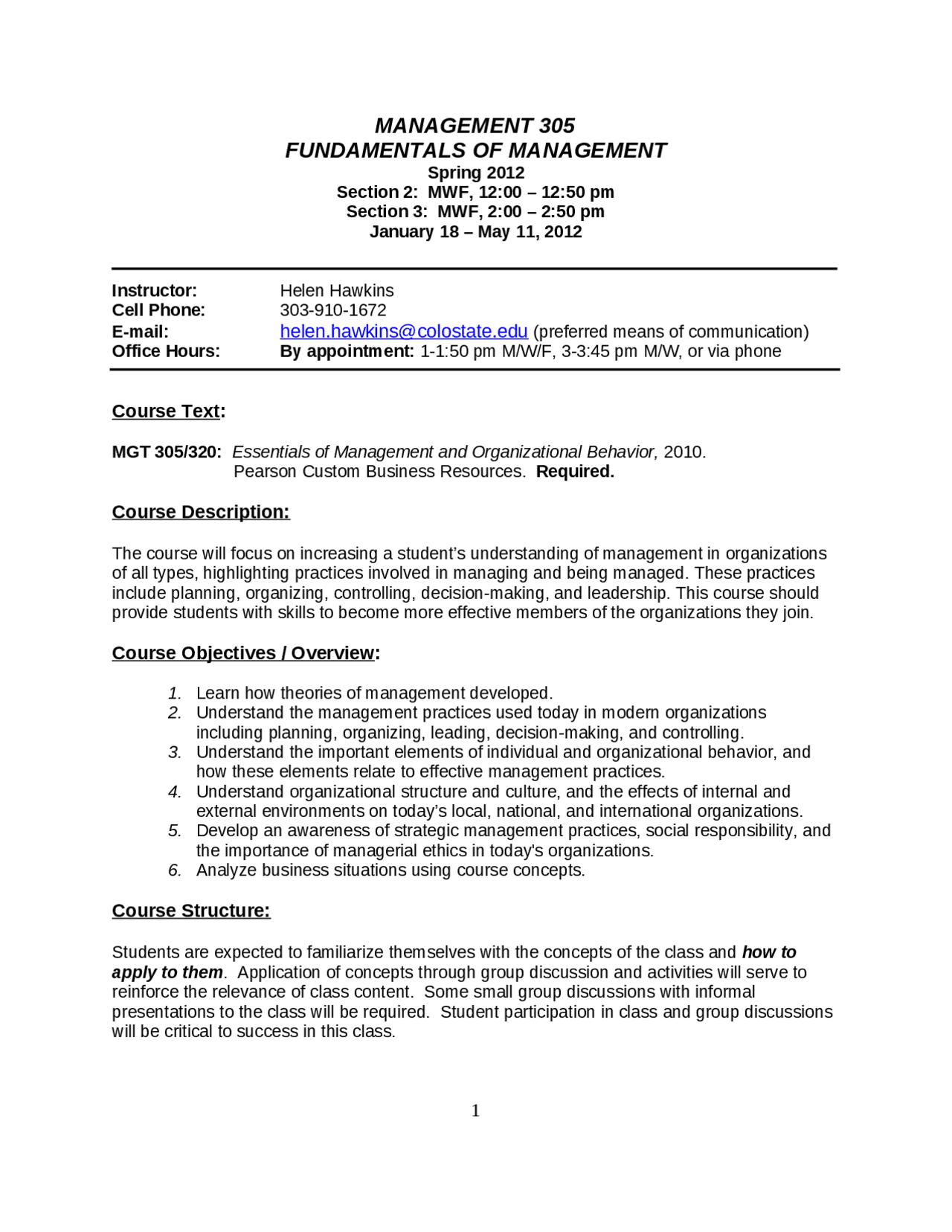 Managers Reference University Course Fundamentals of Management - Course Overview | MGT 305 - Docsity