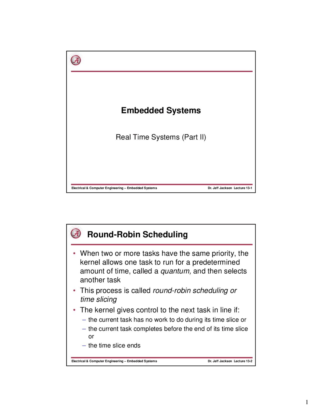 Real Time Systems-Embedded Systems-Lecture 13 Slides-Electrical and ...