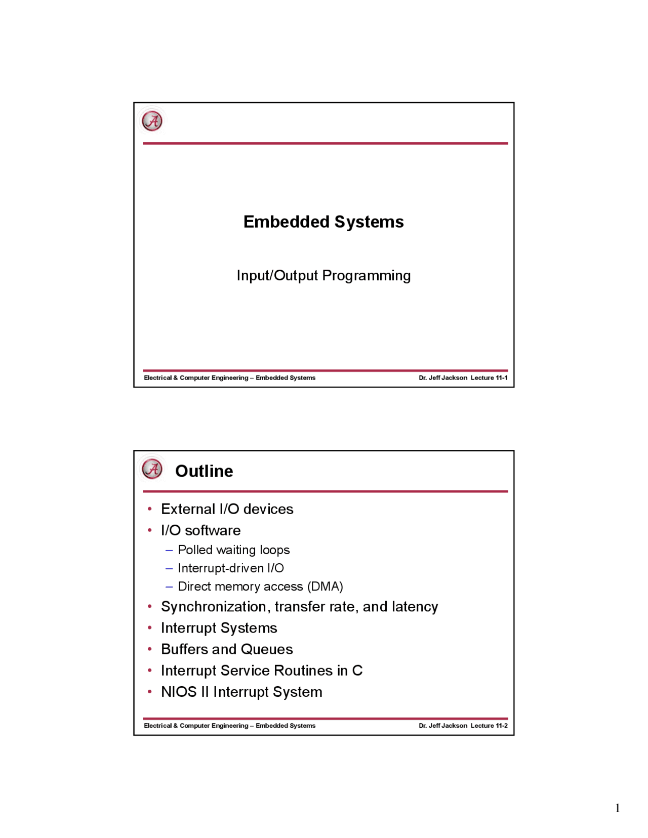Input Output Programming-Embedded Systems-Lecture 11 Slides-Electrical ...