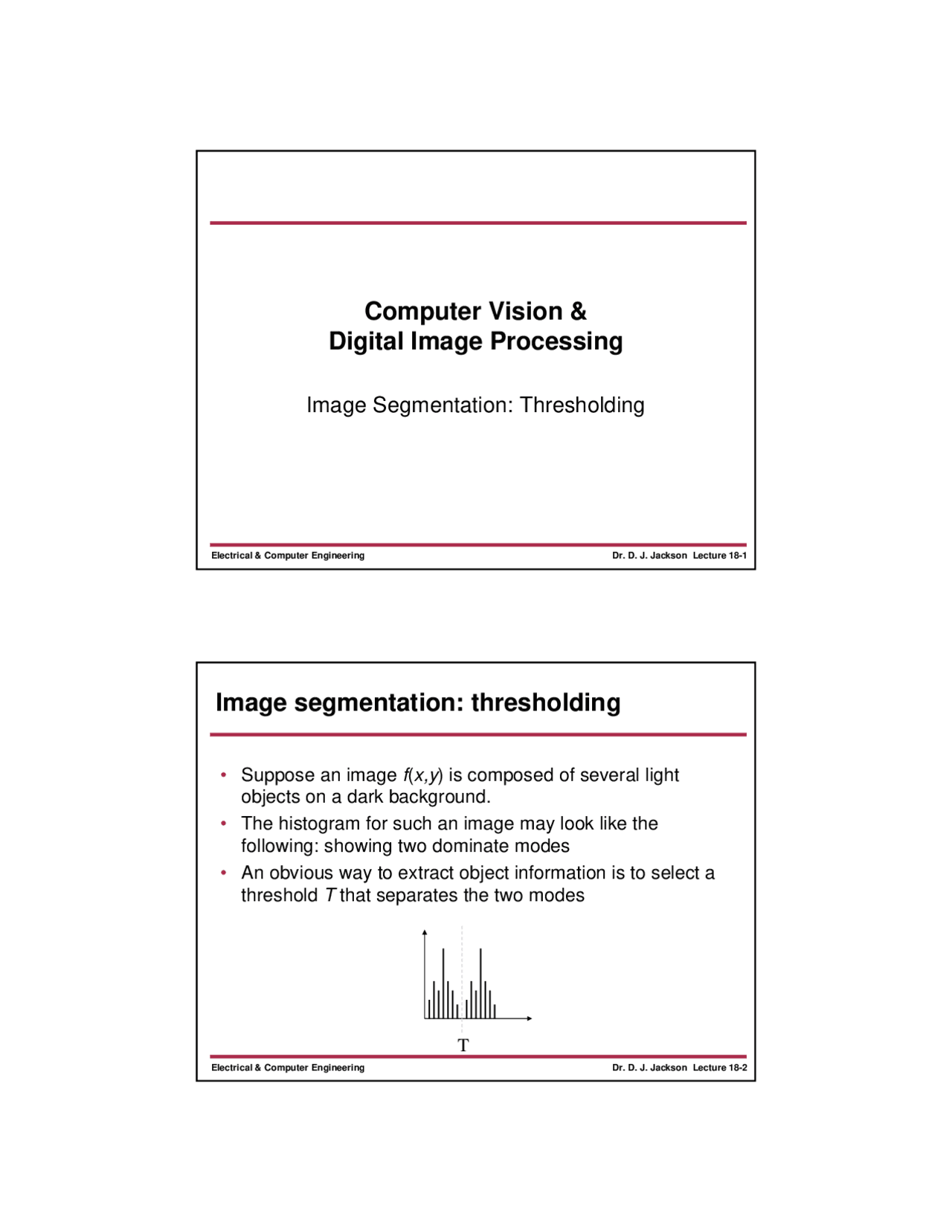 Image Segmentation-Digital Image Processing-Lecture 18 Slides Slides ...