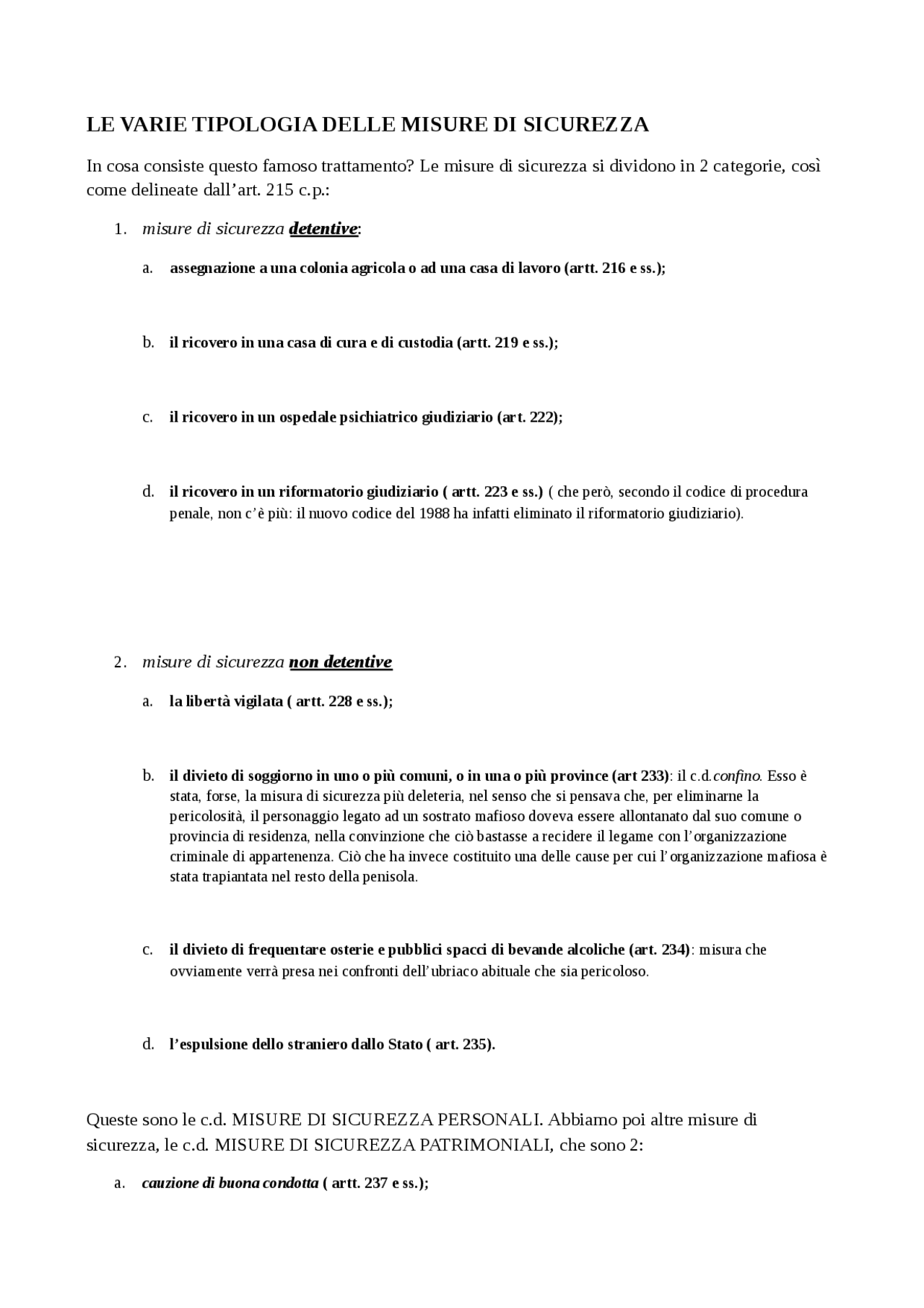 MISURE DI SICUREZZA Docsity
