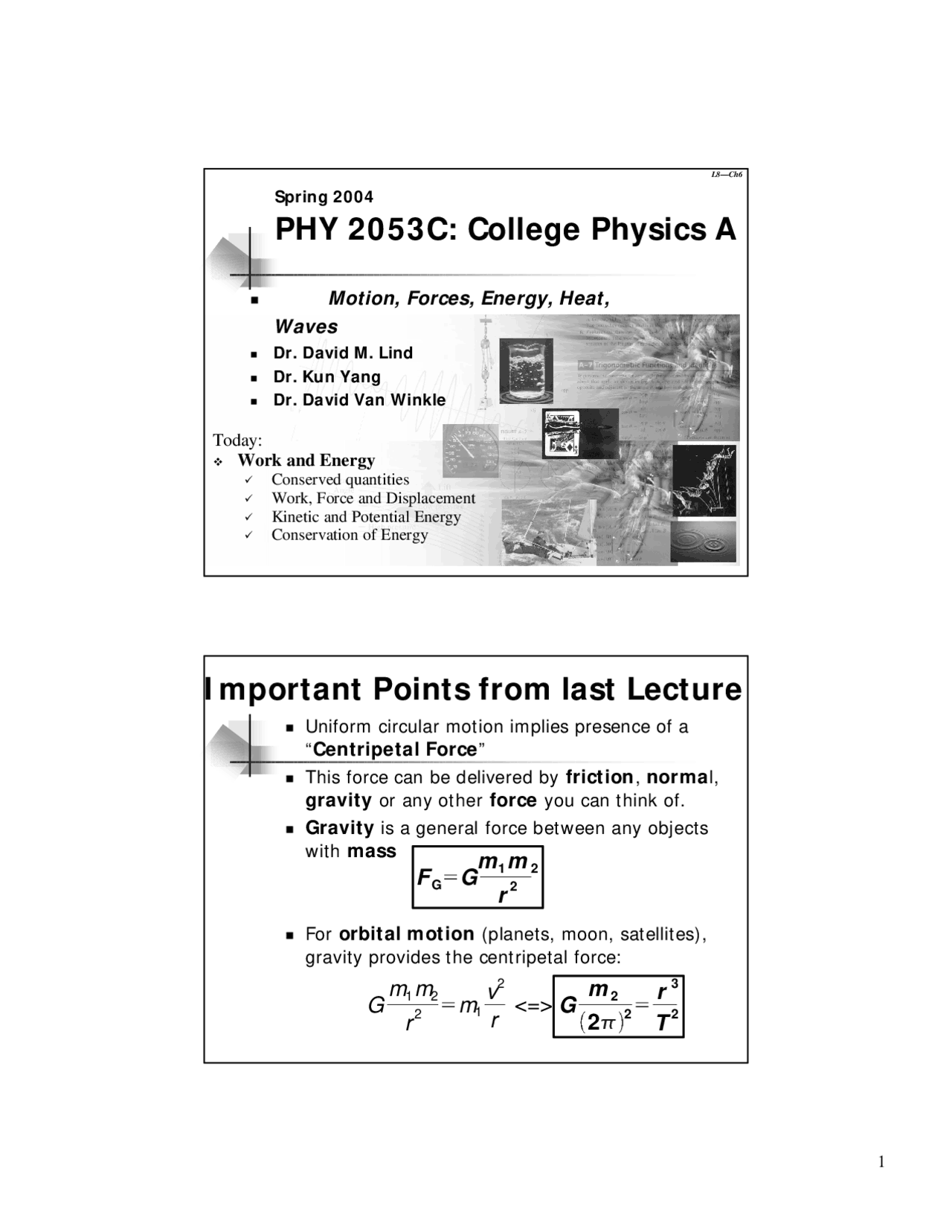 Conserved Quantities-College Physics A-Lecture 09 Slides-Physics - Docsity