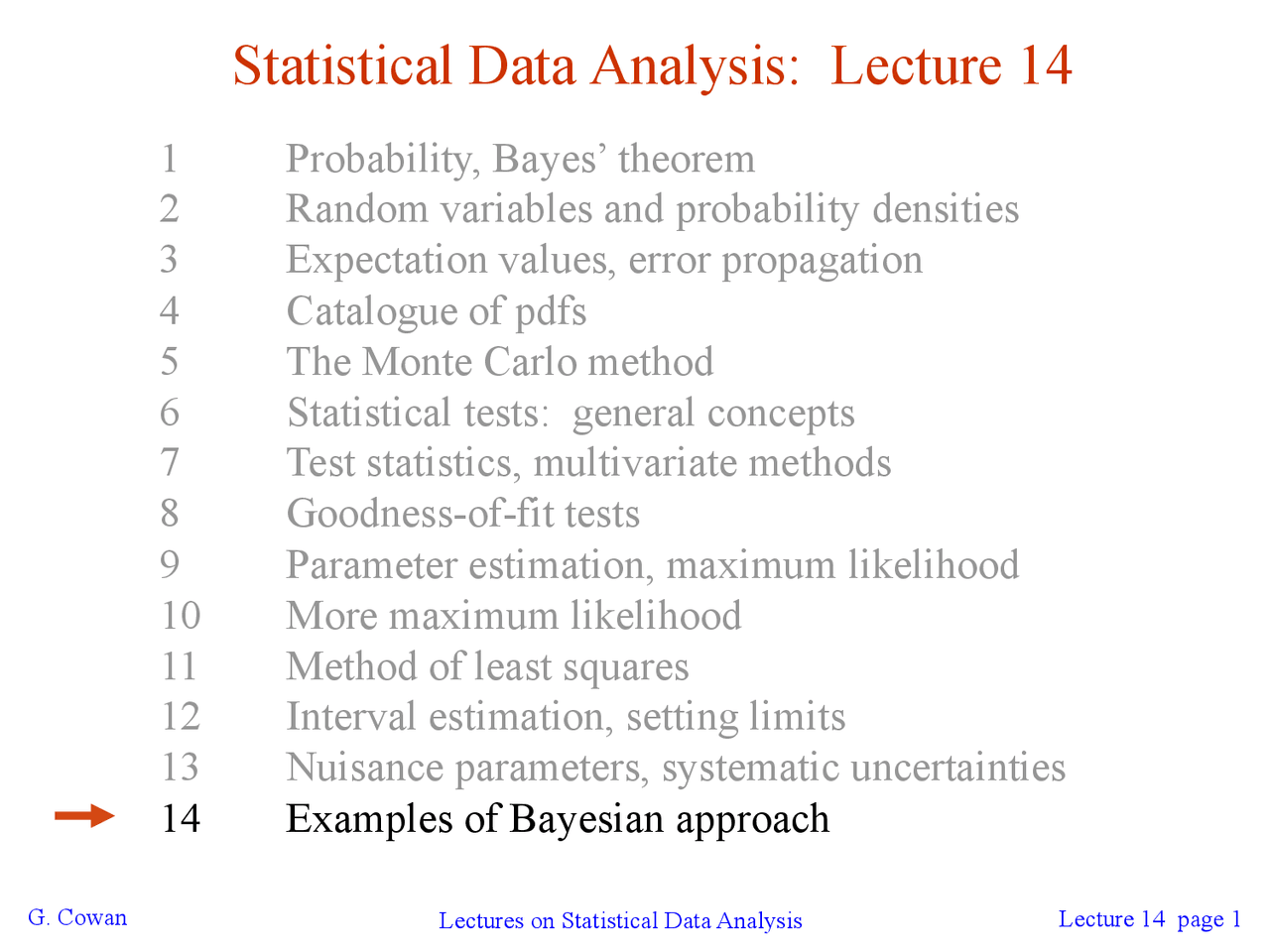 Bayesian Computing Bayesian Approach-Computing and Statistical Data Analysis-Lecture 14 ...