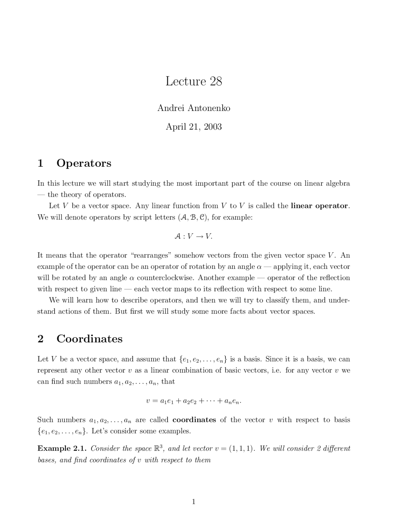 linear algebra (first lecture notes) | pdf Images High... Operators-Linear Algebra-Lecture 29 Notes-Applied Math and Statistics ...