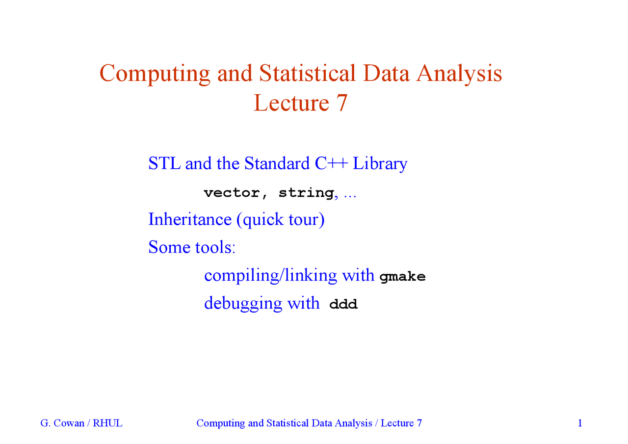 The Standard C Library-Computing and Statistical Data Analysis-Lecture ...
