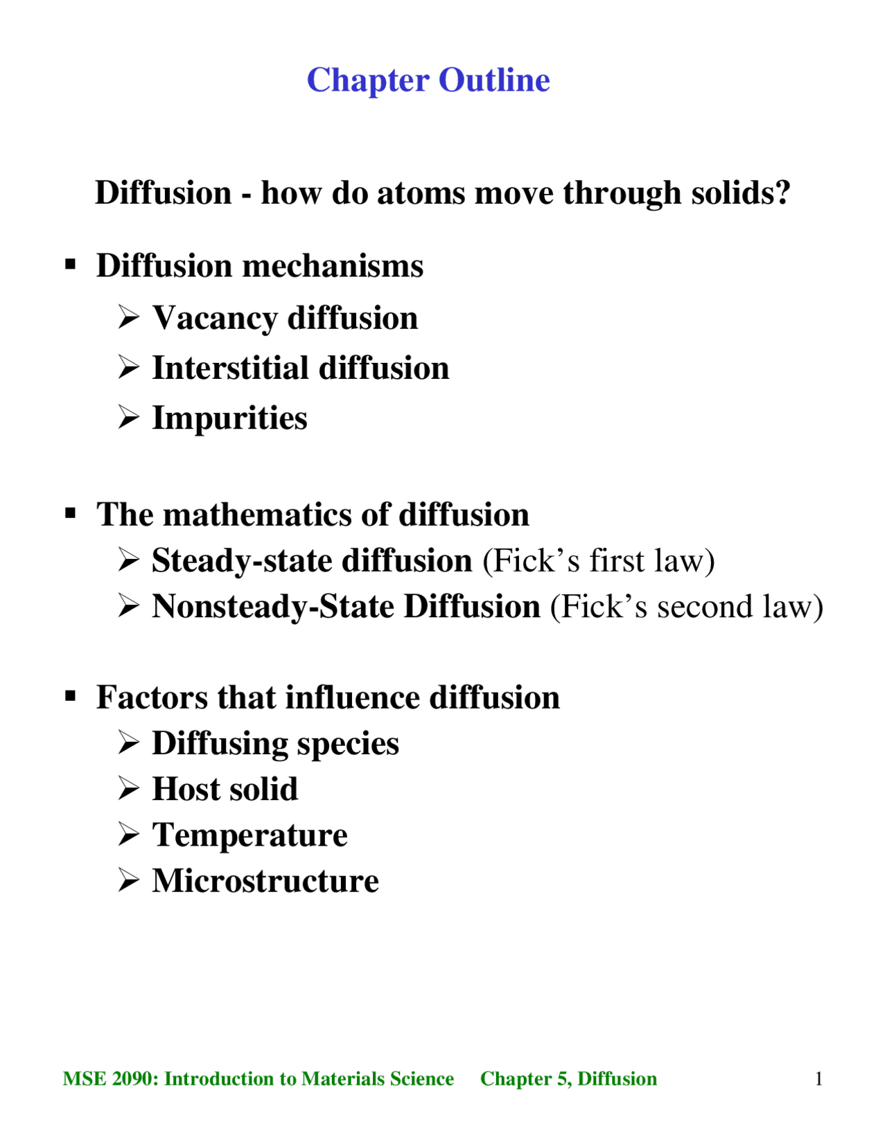 Diffusion-Introduction to the Science and Engg-Lecture 05 Slides 2010 ...