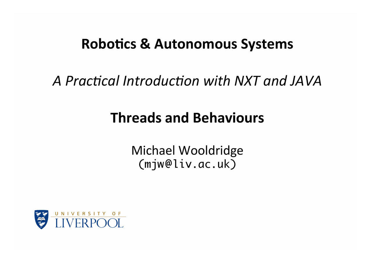 Threads and Behaviours-Robotics and Autonomous Systems-Lecture 02 ...