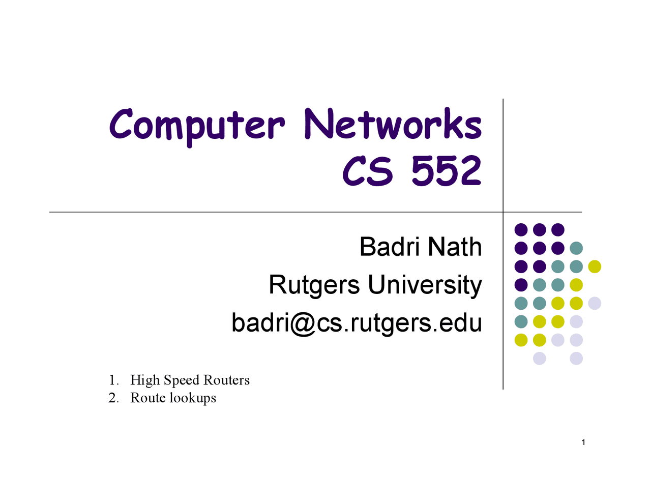 Routers-Computer Networks-Lecture 03 Slides-Computer Science - Docsity