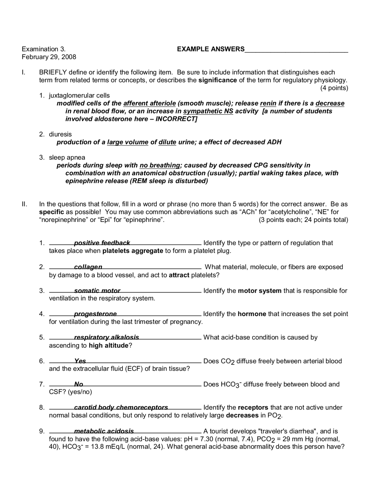 28 Questions with Answers - Exam 3 | BIO 203 | Exams Physiology | Docsity