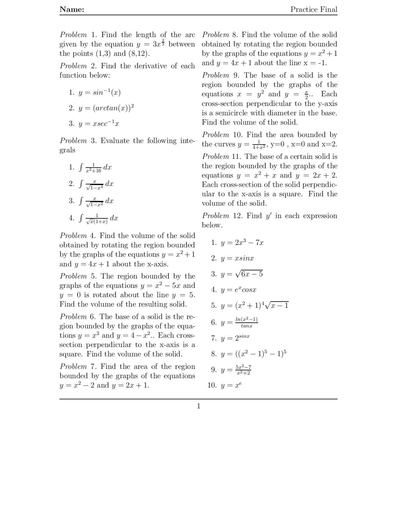 Geometry Sample Problems Using Calculator Geometry Calculator - Practice Final | MATH 1550 - Docsity