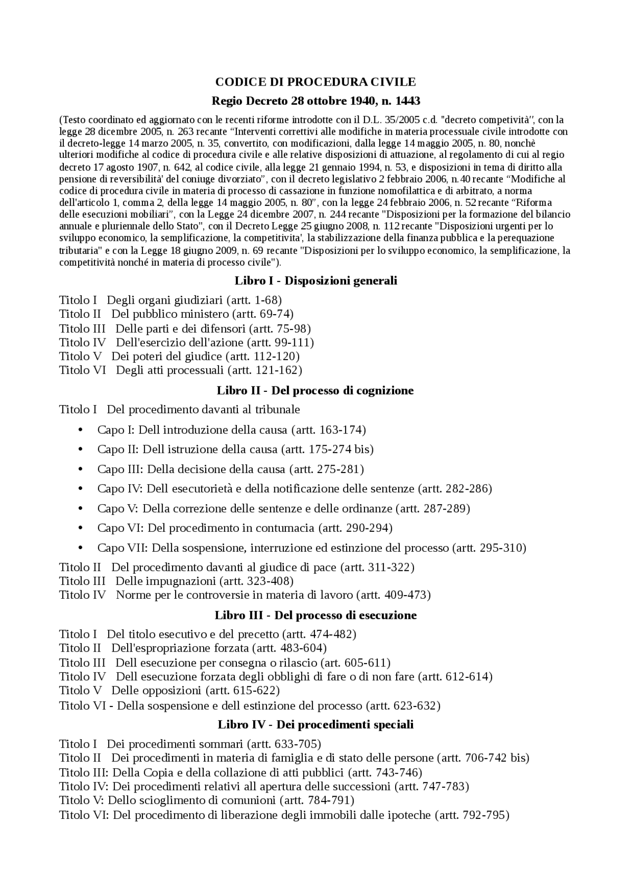 Disposizioni generali del Codice di procedura civile libro IIIIIIIV Appunti di Diritto