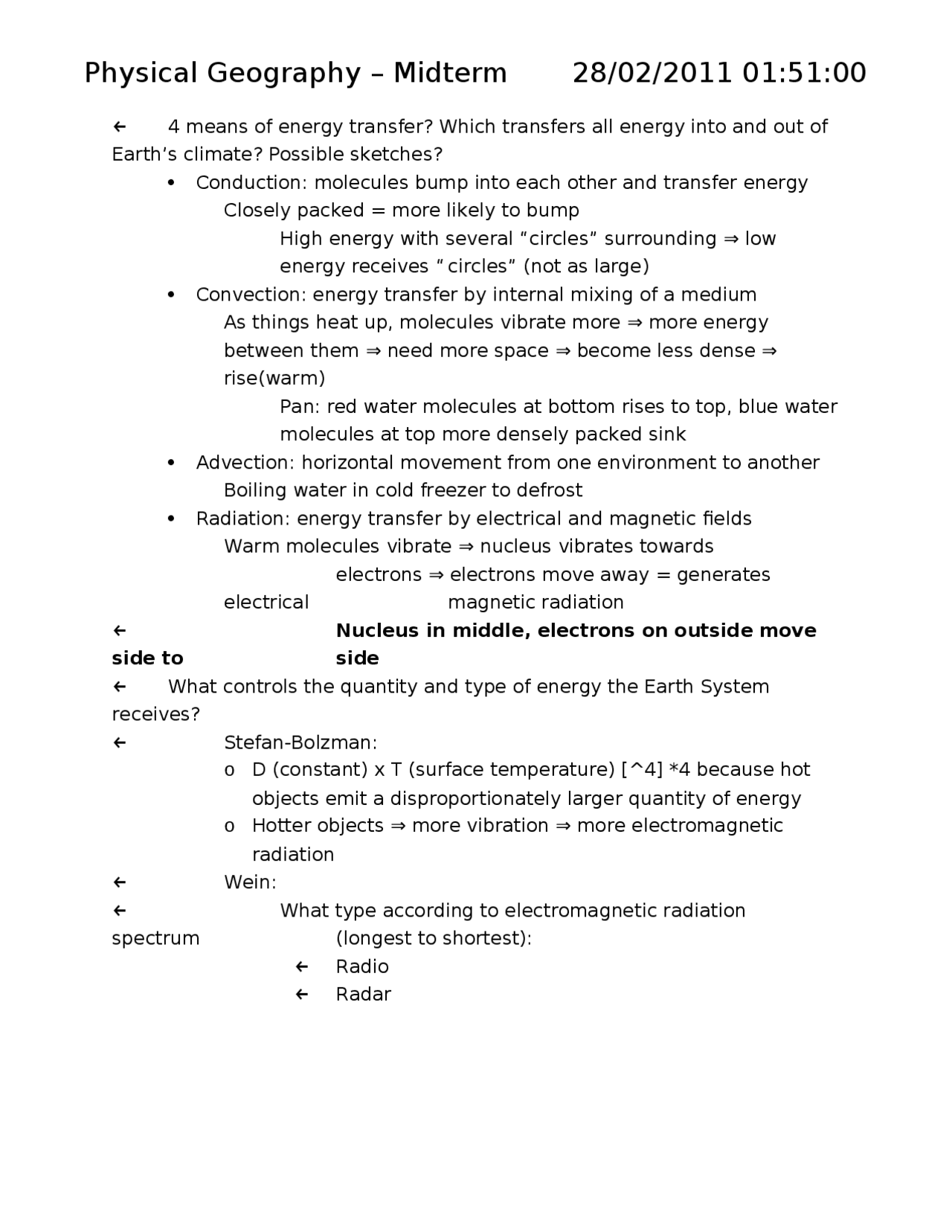 Review for Midterm Exam Physical Geography GEO 2200 Docsity