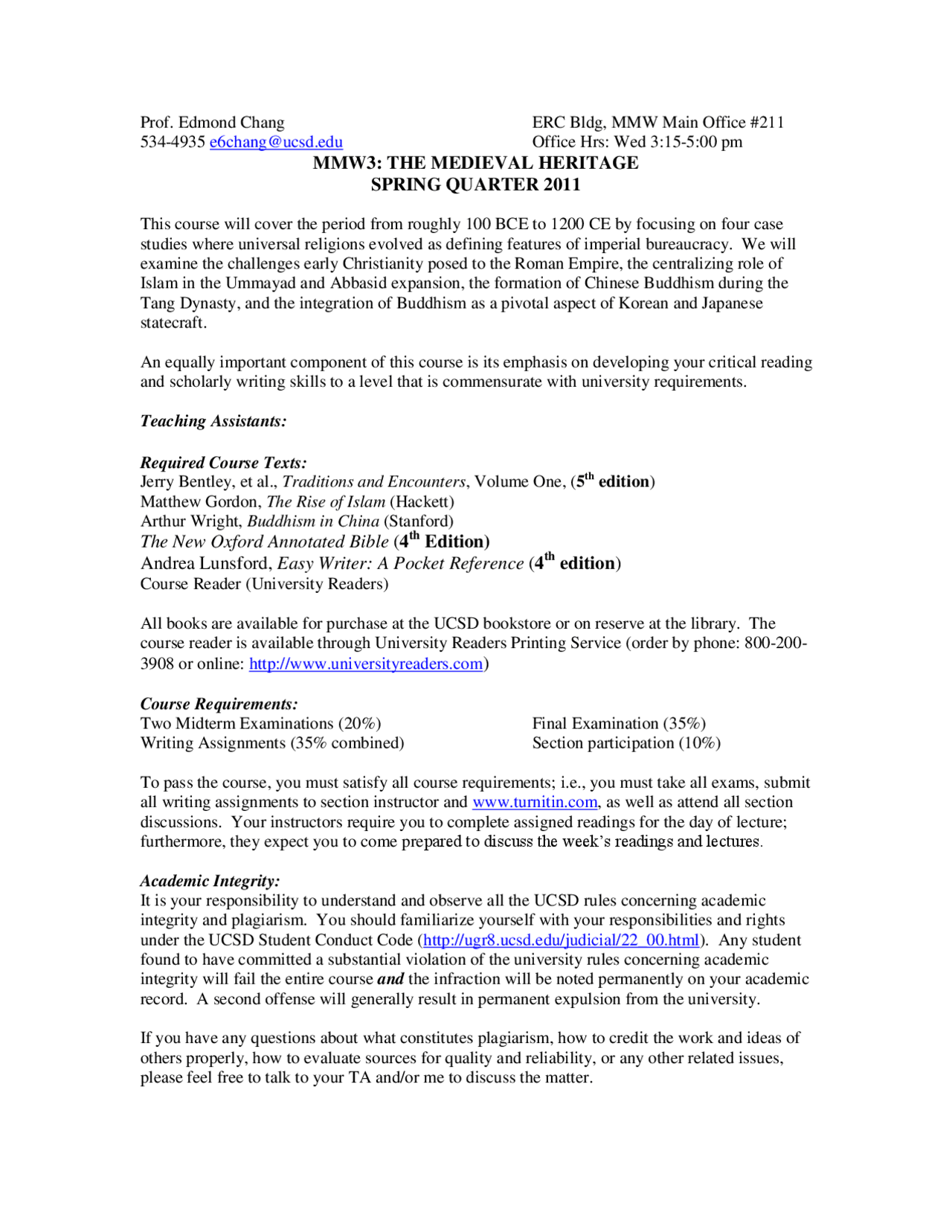 Course Guideline for The Medieval Heritage | MMW 3 - Docsity