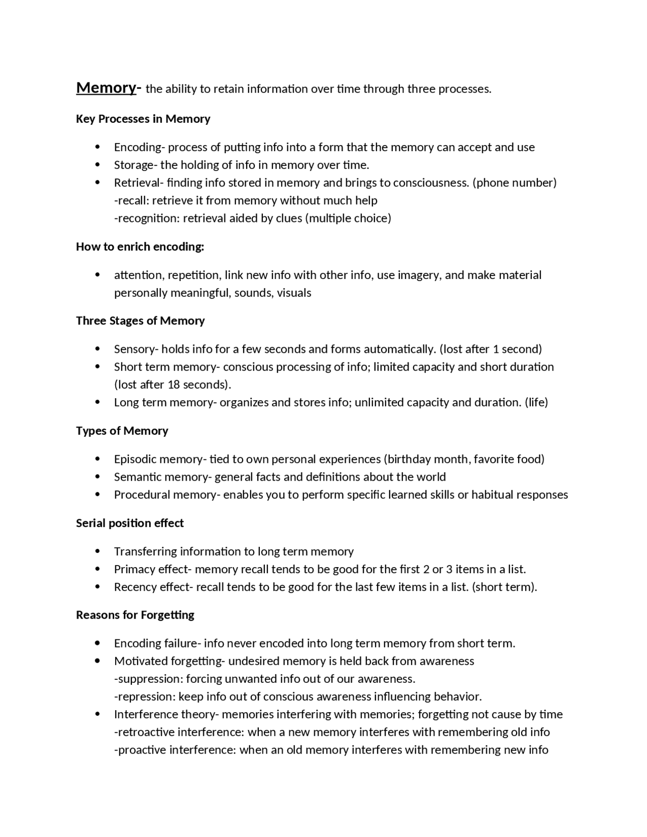How to Enrich Encoding, Key Processes in Memory - General Psychology ...