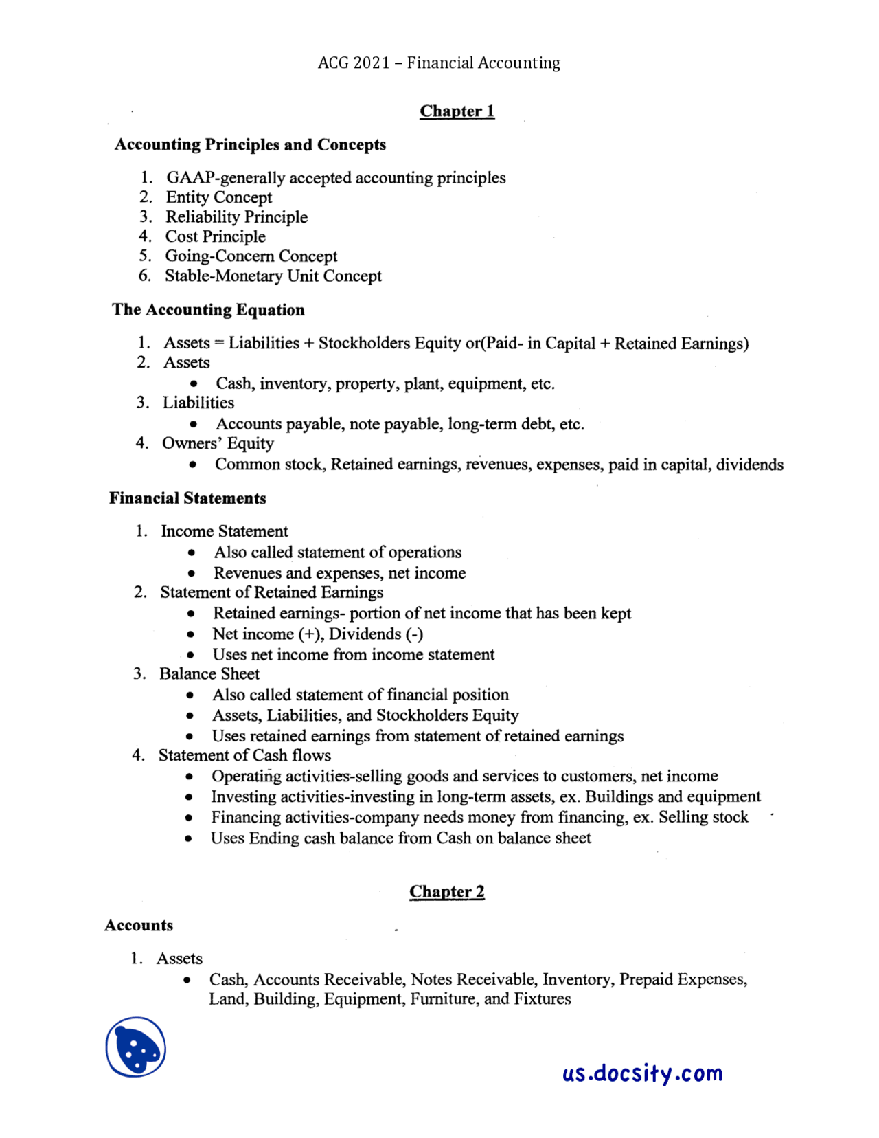 UCF SARC ACG2021 Financial Accounting Chapters 14 Docsity