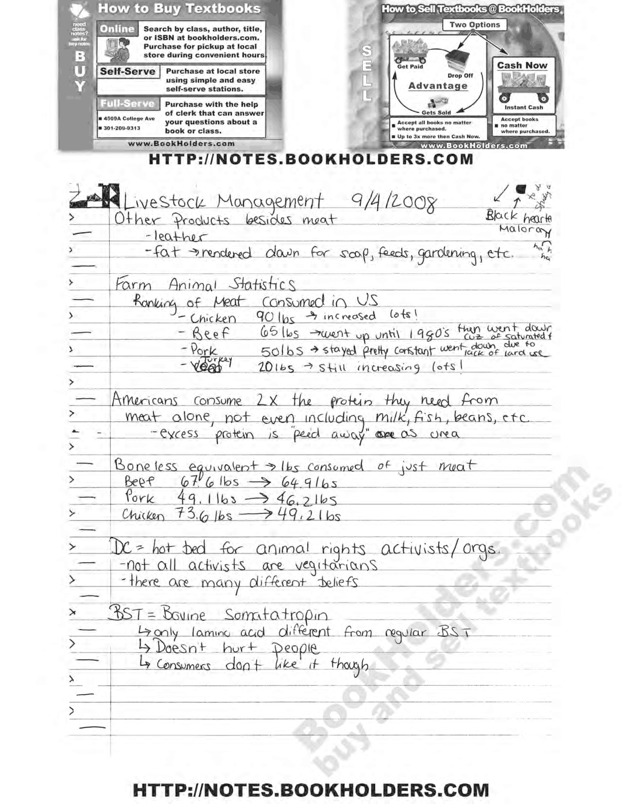 Livestock Management Handwritten Notes ANSC 220 Docsity