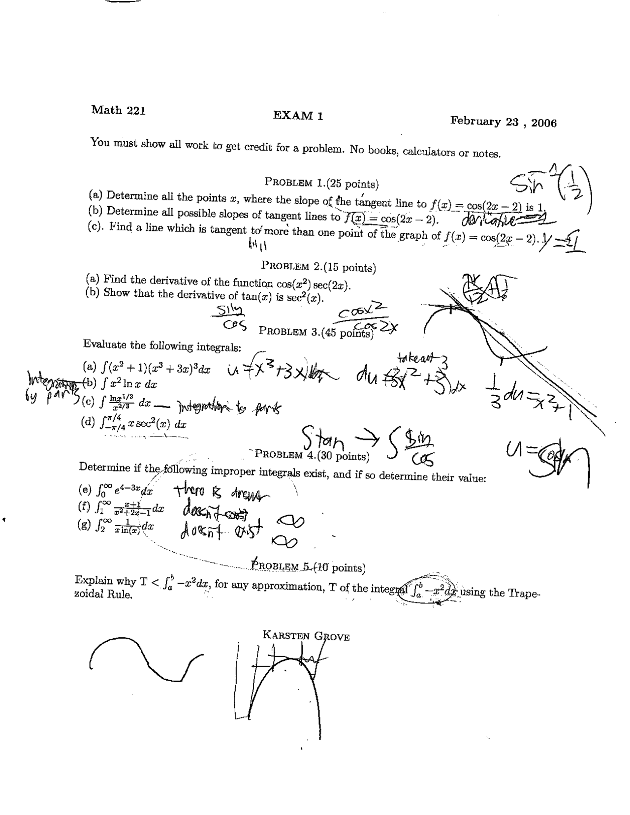 Exam 1 Questions with Solutions - Elementary Calculus II | MATH 221 ...