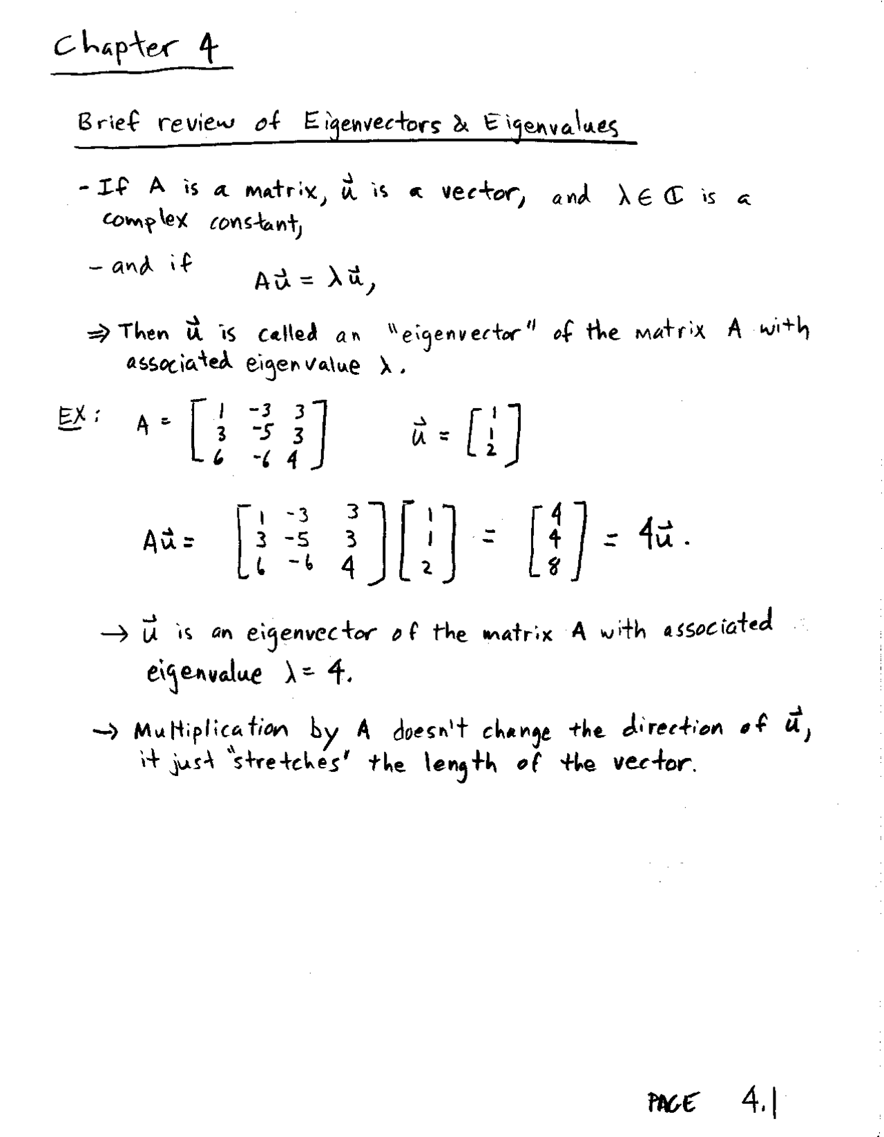 Brief Review of Eigenvectors and Eigenvalues - Handout | ECE 3793 ...