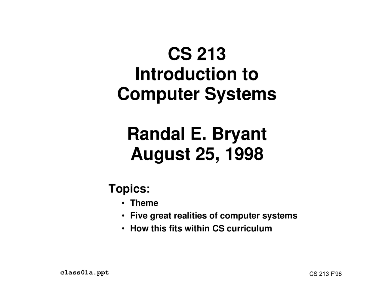 Introduction To Computer System, Lecture Slide - Computer Science - Docsity