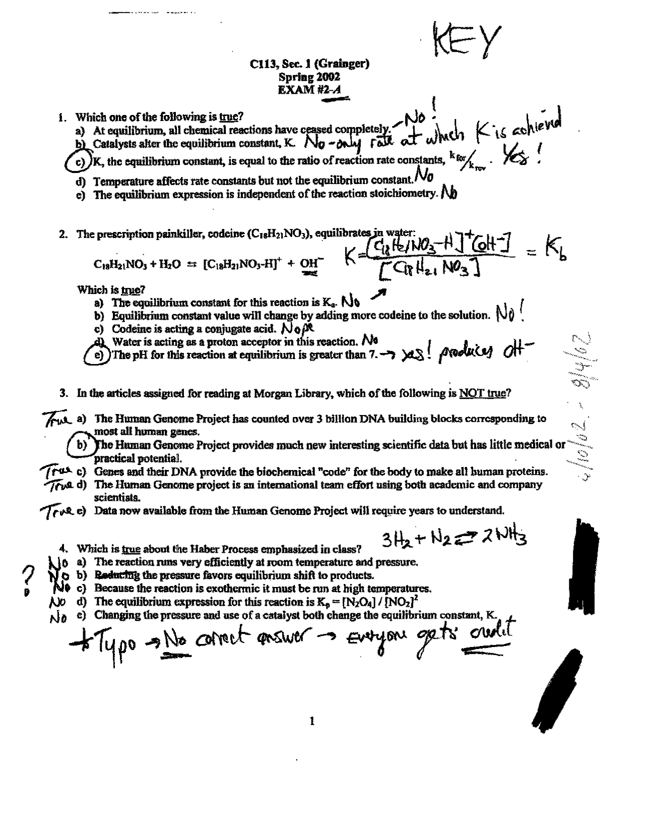 Exam 2A with Solution on General Chemistry 2 | CHEM 113 - Docsity