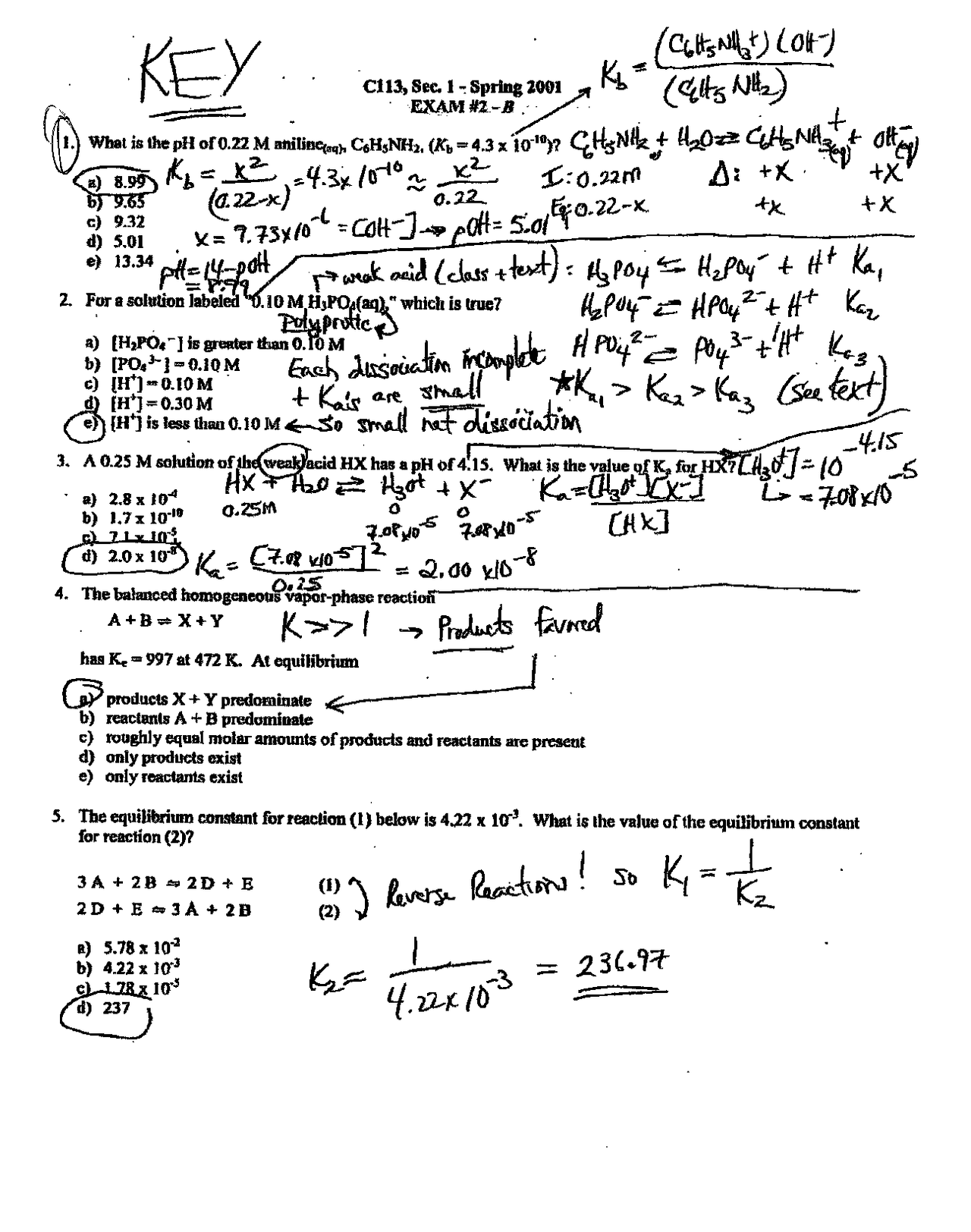 20 Solved Questions in General Chemistry II - Exam 2 | CHEM 113 - Docsity
