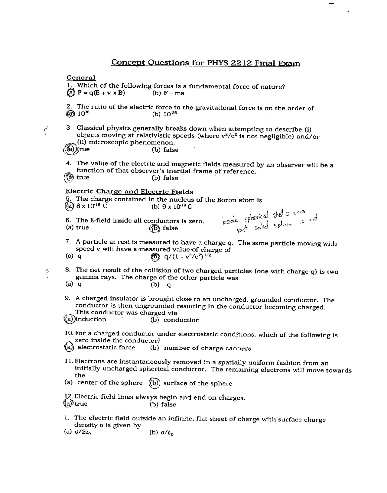 Final Exam MCQs with Answers Introduction to Physics II PHYS 2212