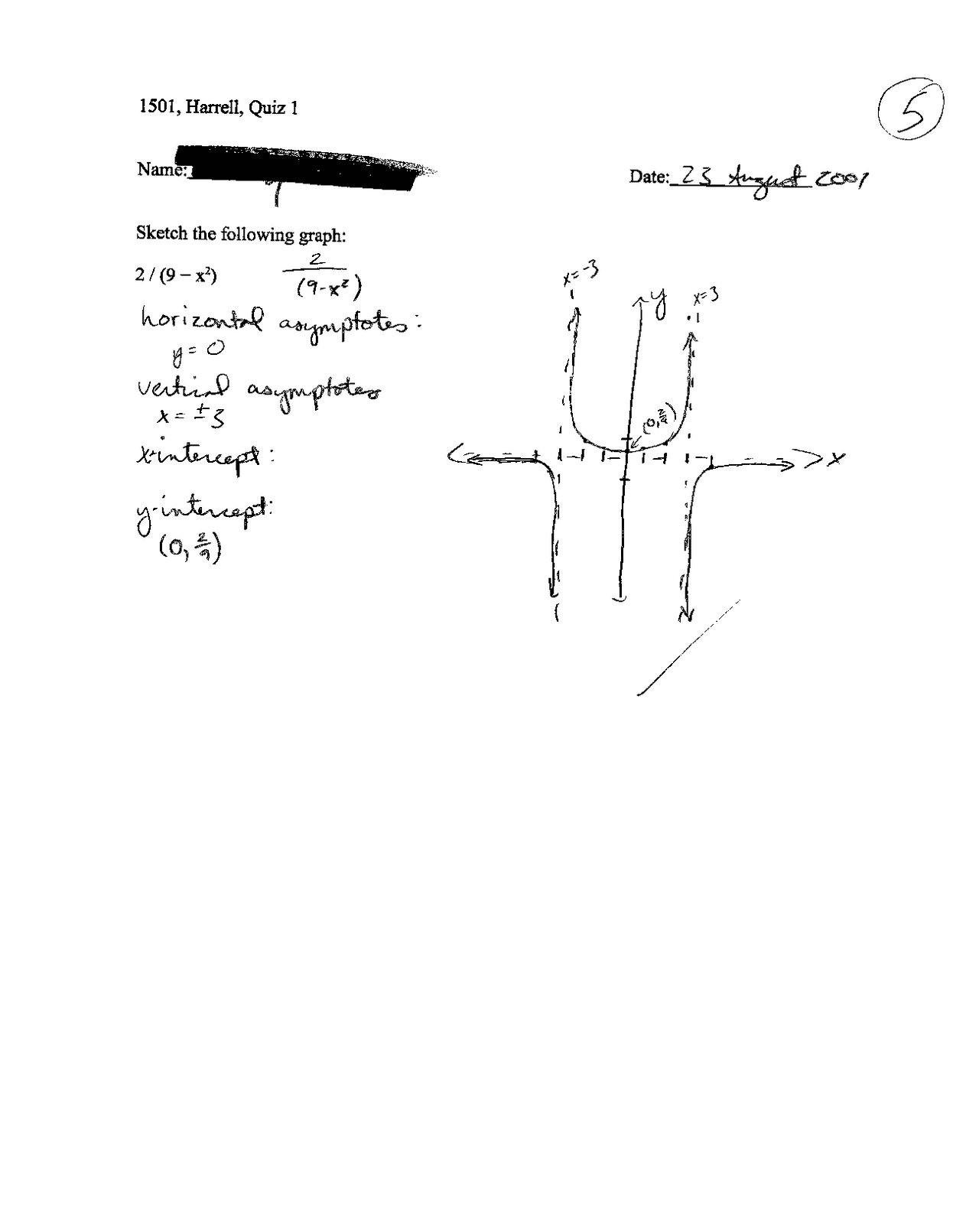 Quiz #1 with Solutions - Calculus I | MATH 1501 - Docsity