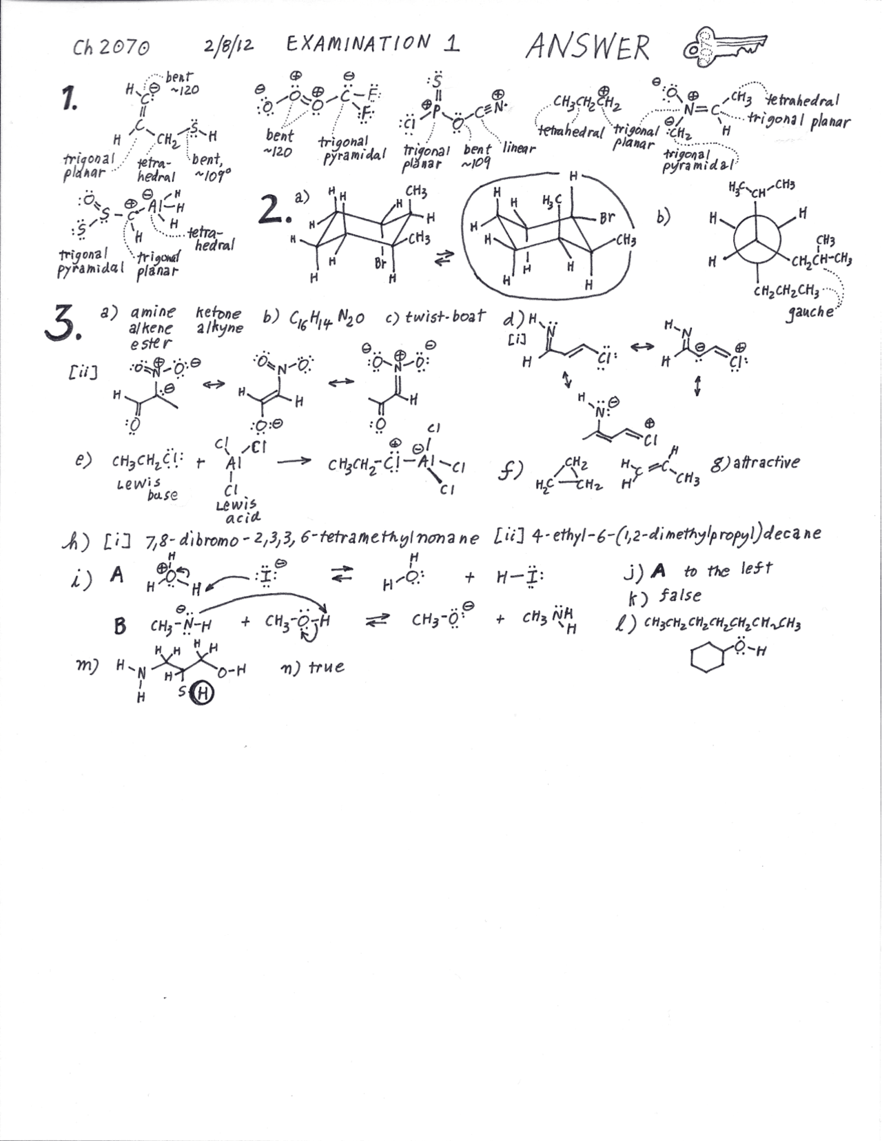 Organic Chemistry I - Exam 1 with Solution | CHEM 2070 | Exams Organic ...