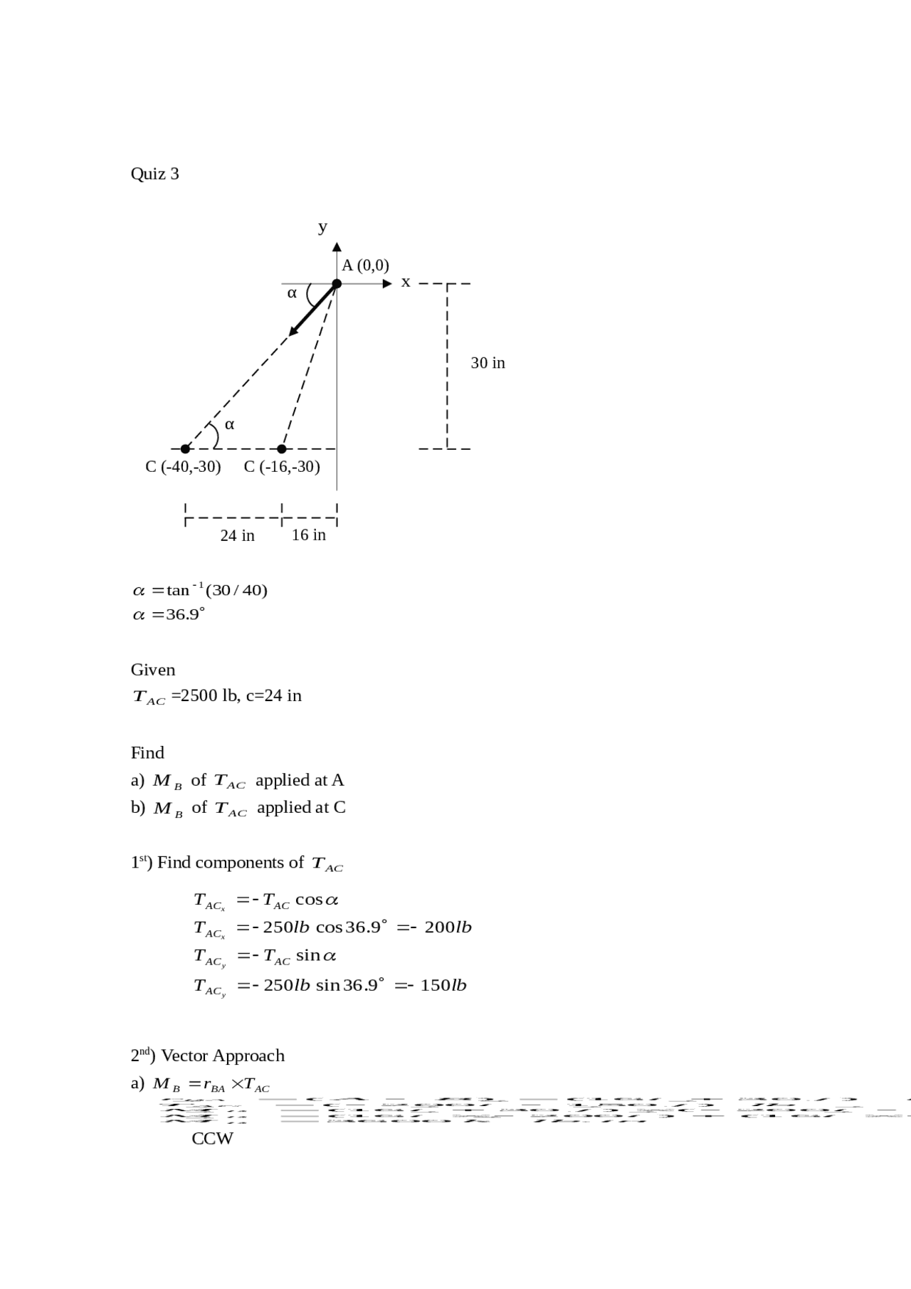 Find Components Quiz 3 - Basic Mechanics I | CE 29700 - Docsity