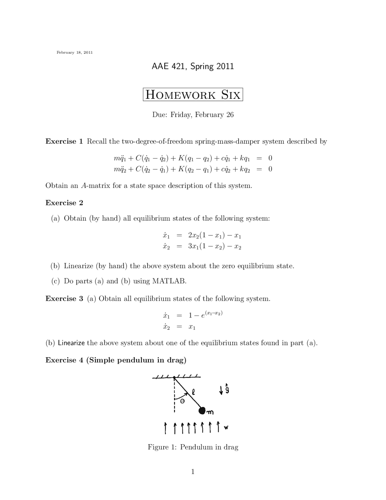 Flight Dynamics Homework Problem Solved Exercises of Flight Dynamics and Control - Assignment 6 | AAE ...