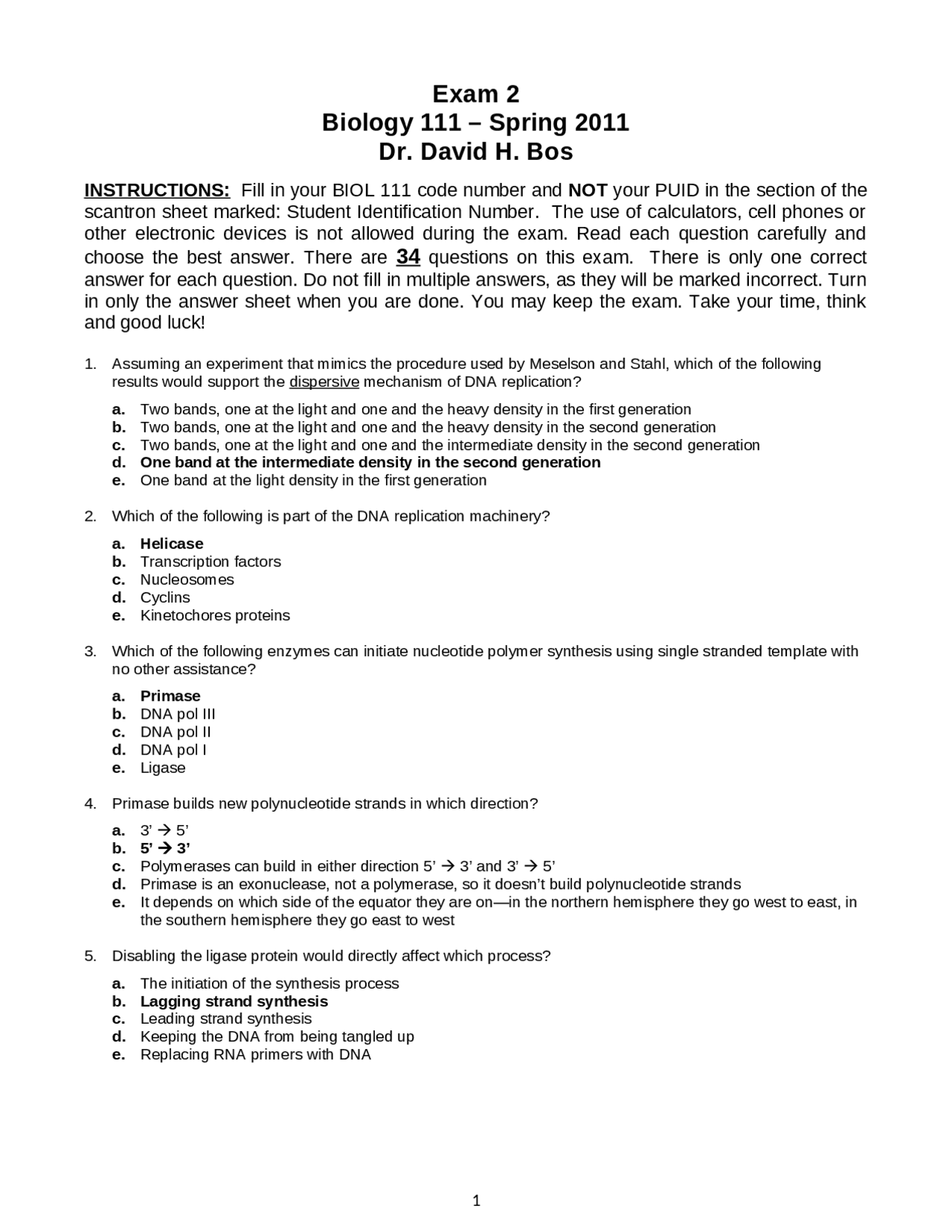Exam 2 Questions with Answers - Fundamentals of Biology II | BIOL 11100 ...
