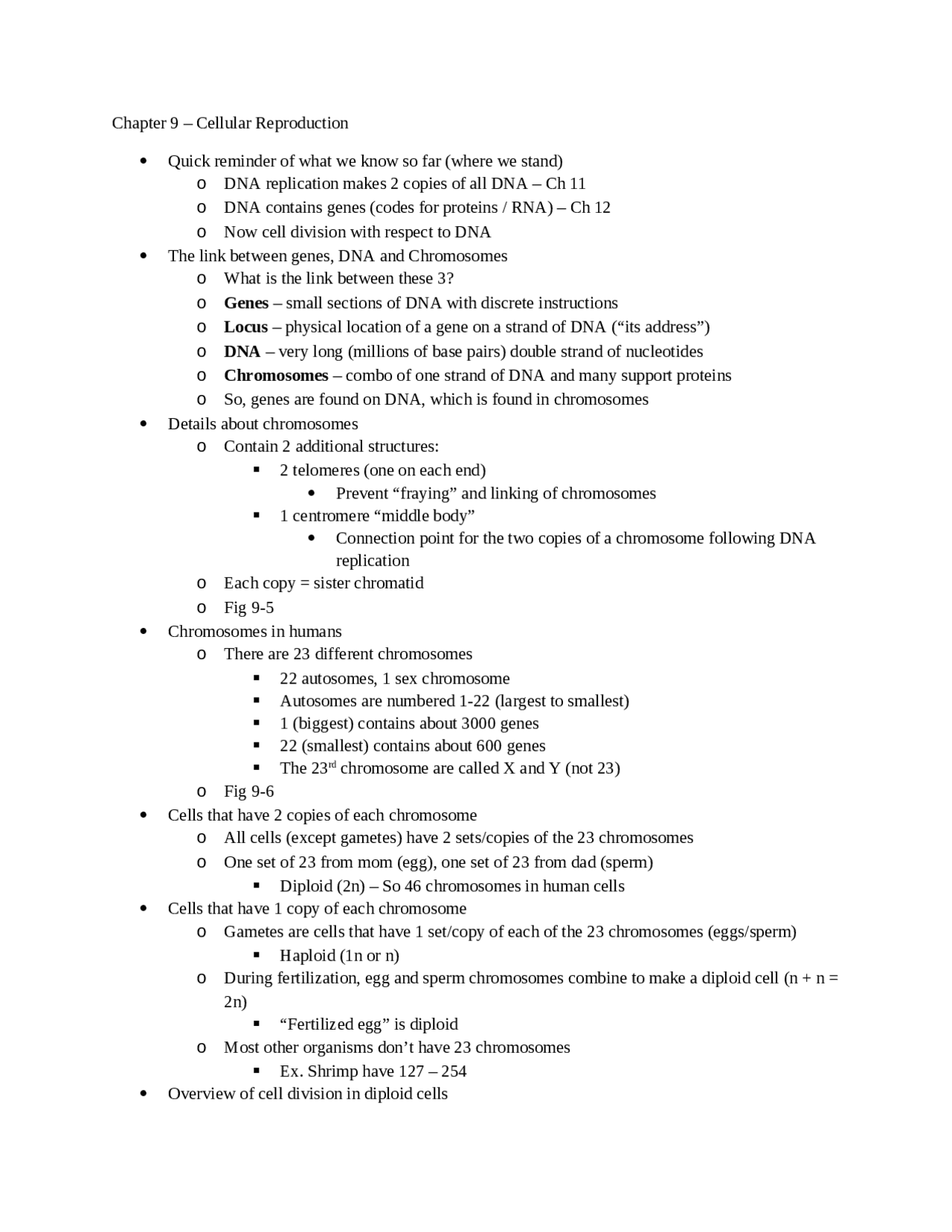 Cellular Reproduction - Lecture Notes | BIO 1320 - Docsity