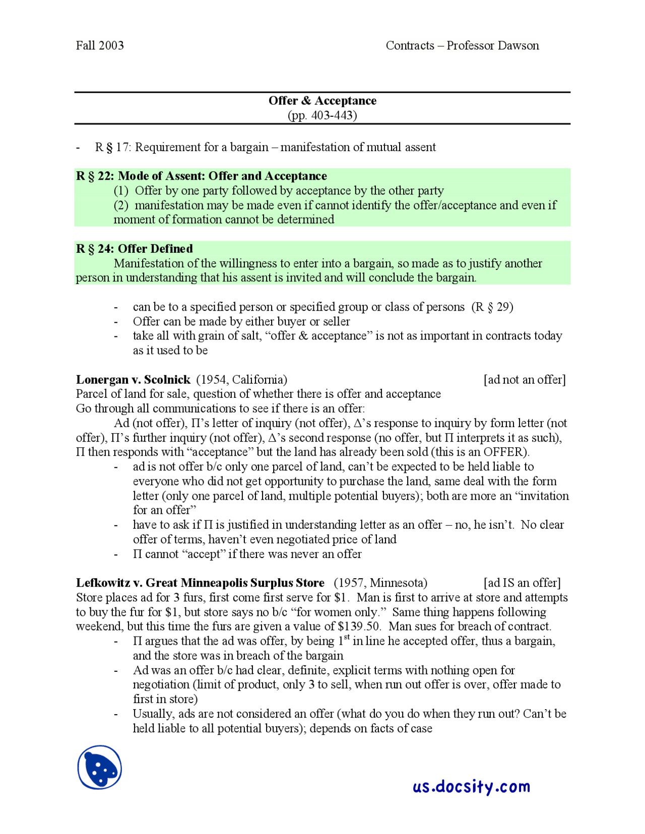 Contracts Outline 3 Offer And Acceptance Option Contracts Mechanics Of Acceptance Docsity Contracts Outline 3 Offer And Acceptance Option Contracts Mechanics Of Acceptance Docsity