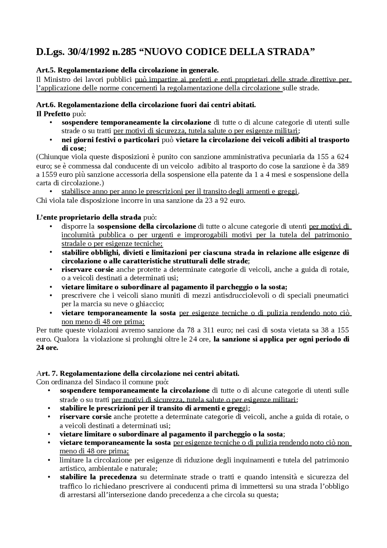 CODICE DELLA STRADA Docsity