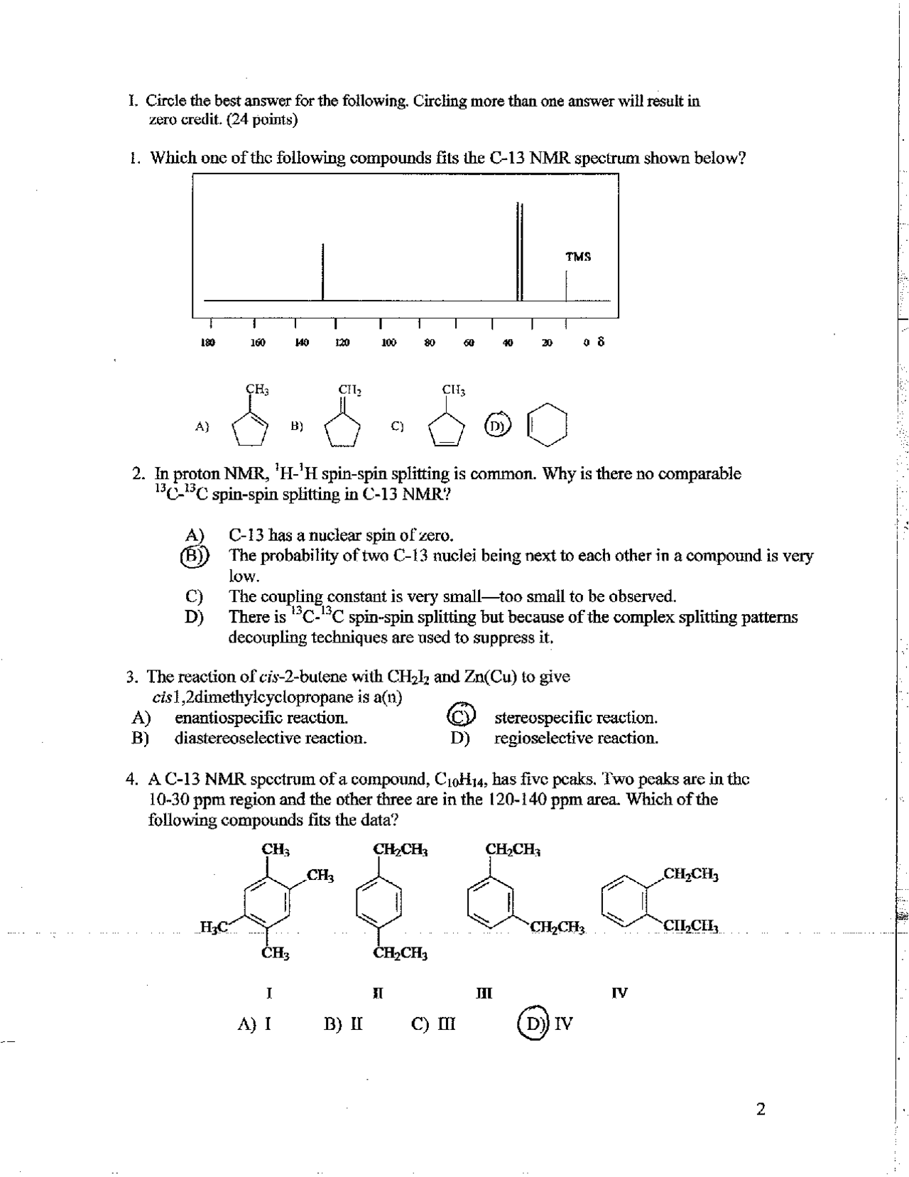 Exam 1 with Resolution - Organic Chemistry II | CHEM 234 - Docsity